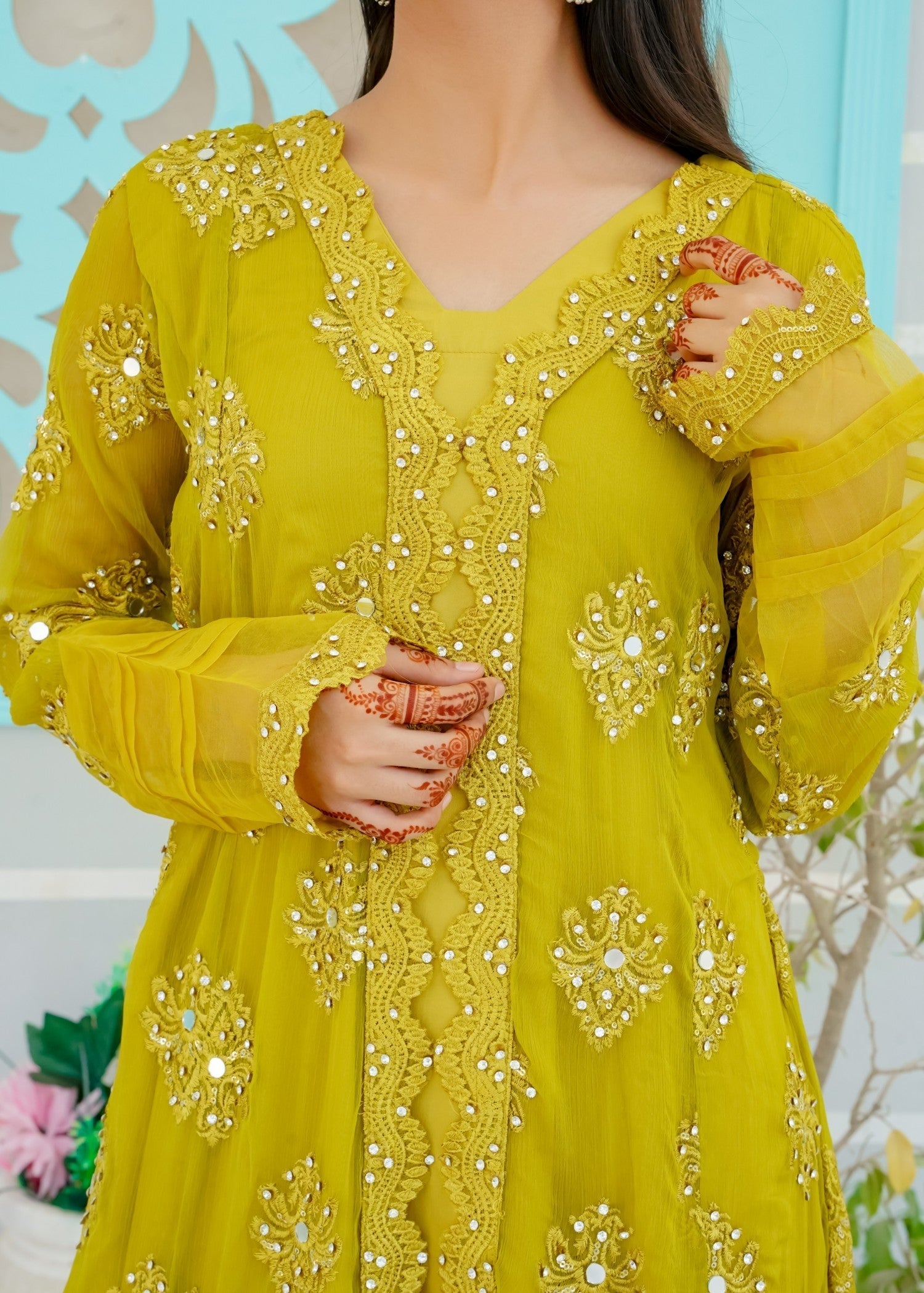 Mona Embroidery Ethereal Pearl olive Women 3pcs