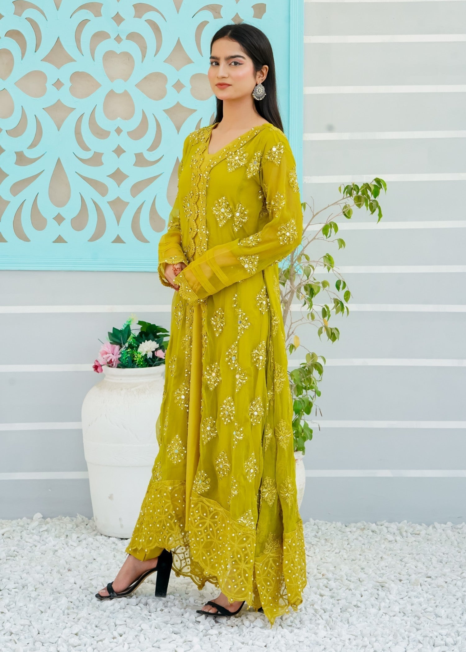 Mona Embroidery Ethereal Pearl olive Women 3pcs