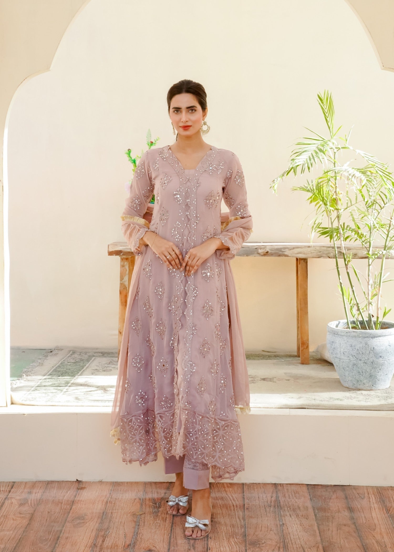 Mona Embroidery Ethereal Pearl lilac Women 3pcs