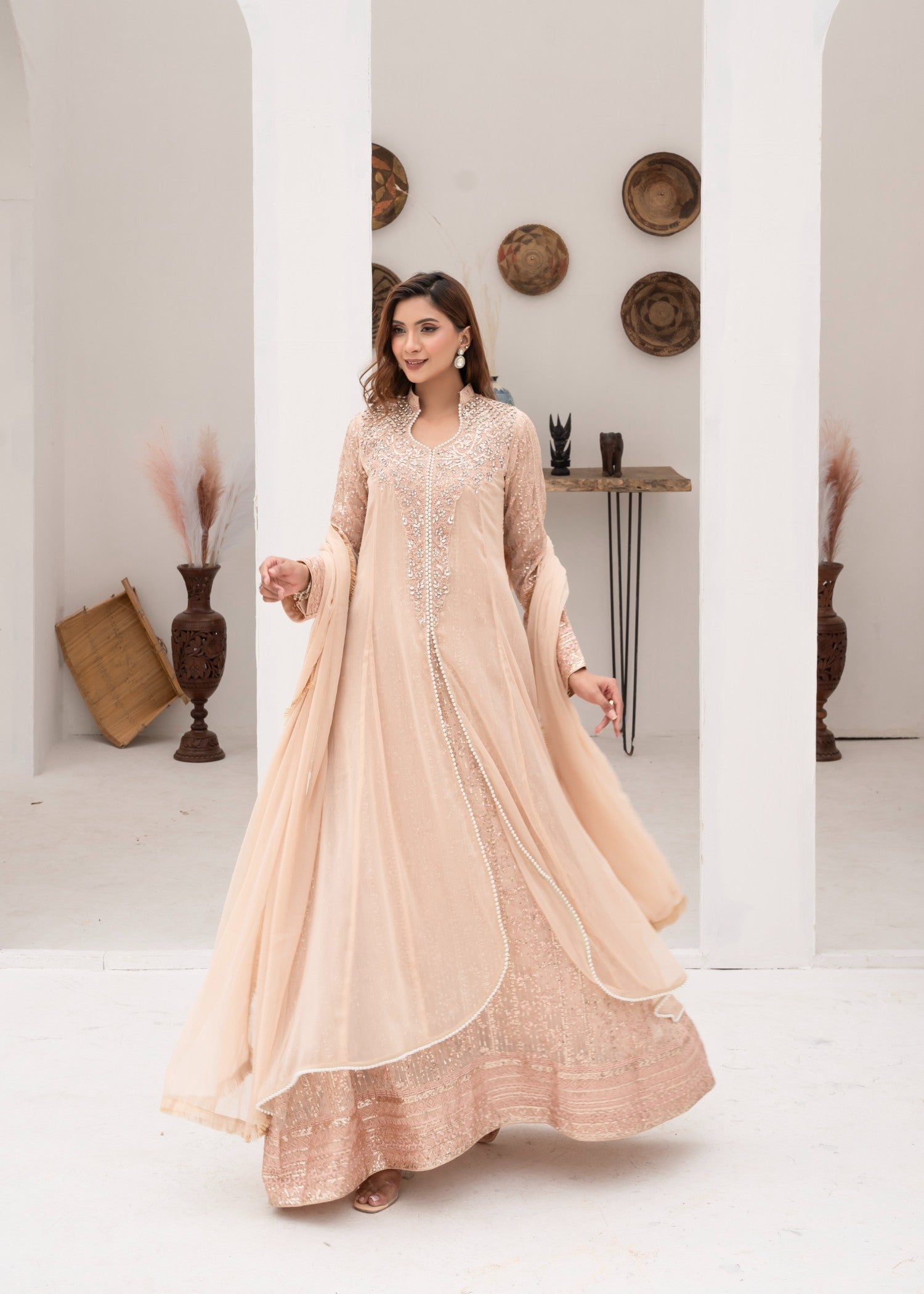 Mona Embroidery Ritzy Rosette peach Women 3pcs