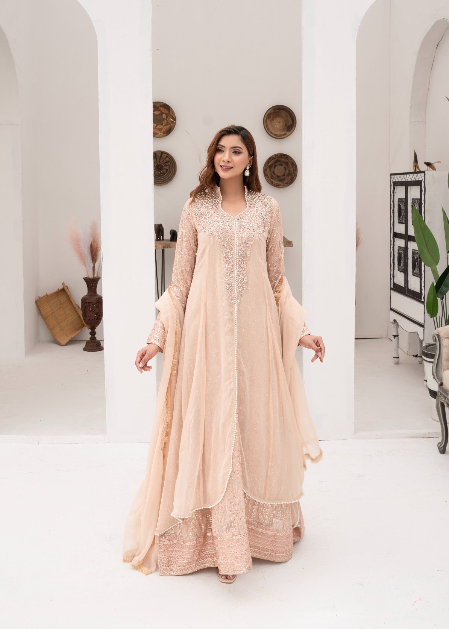 Mona Embroidery Ritzy Rosette peach Women 3pcs