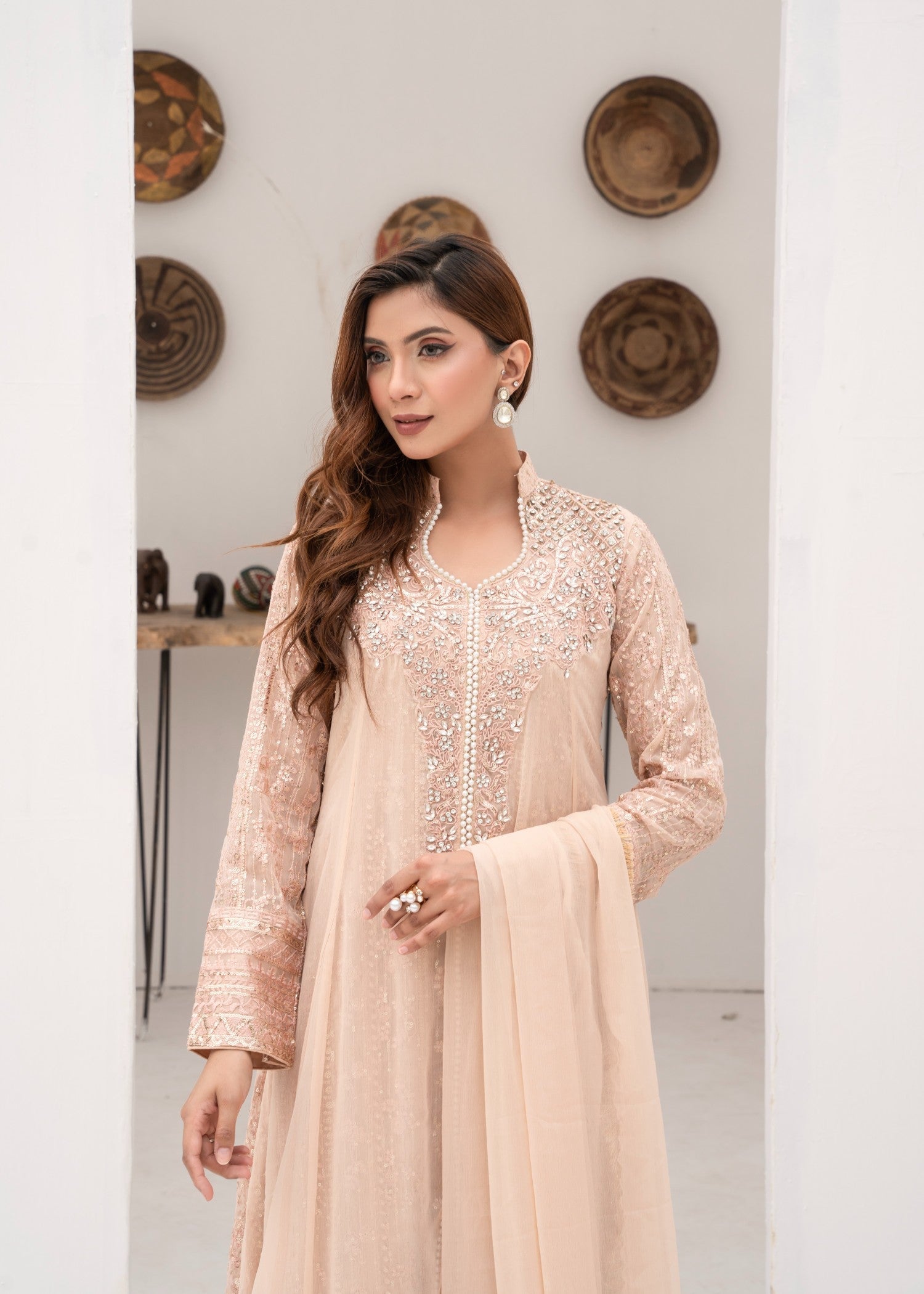 Mona Embroidery Ritzy Rosette peach Women 3pcs