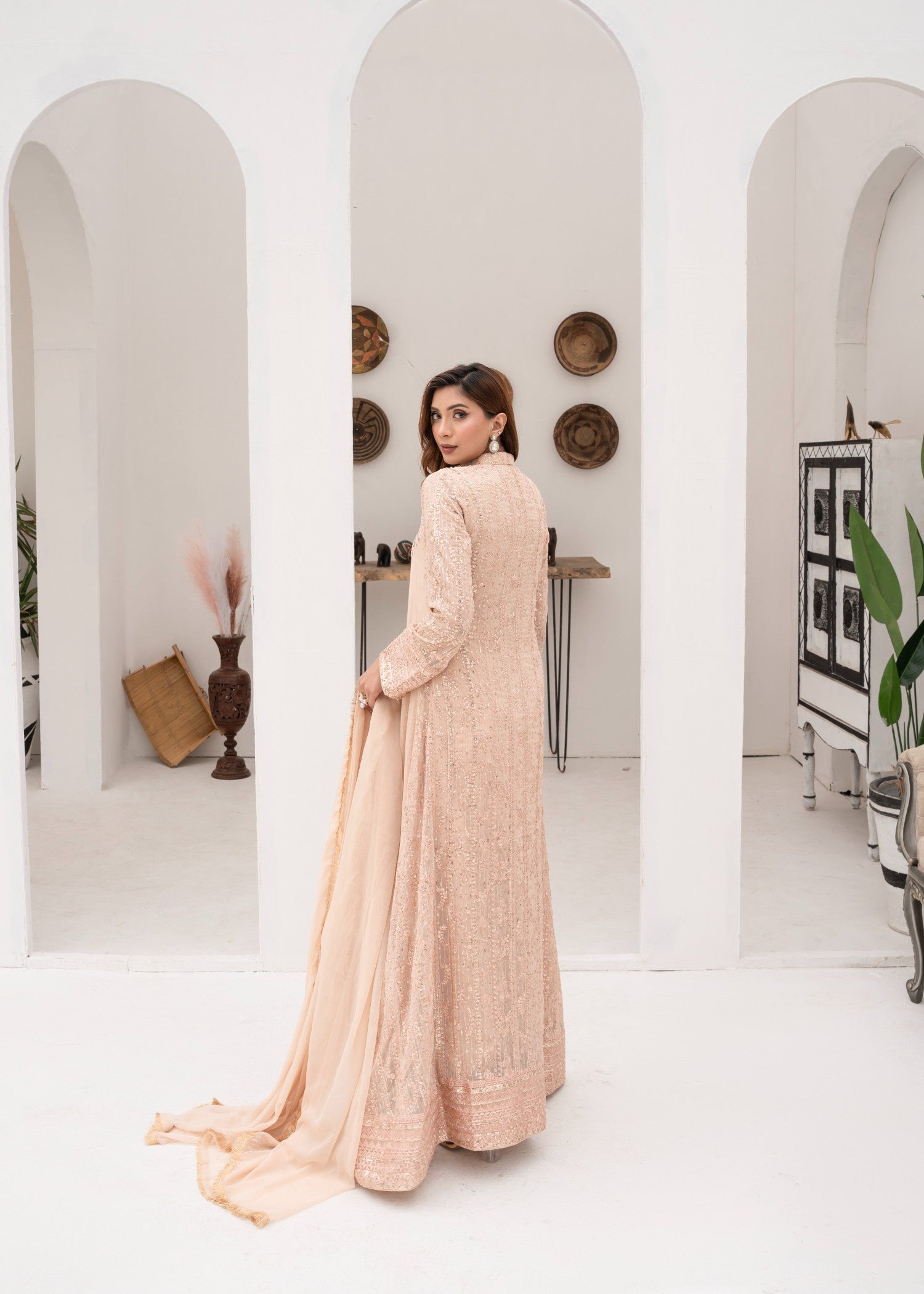 Mona Embroidery Ritzy Rosette peach Women 3pcs