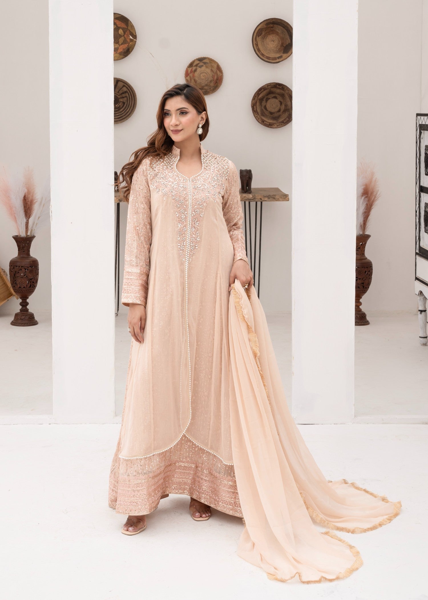 Mona Embroidery Ritzy Rosette peach Women 3pcs