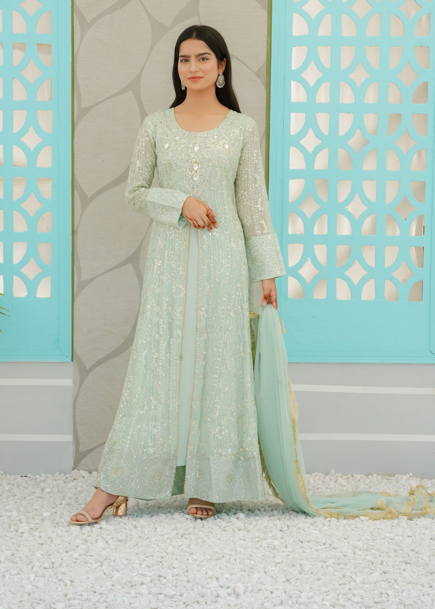 Mona Embroidery Artisan Flow Mint Green Women 3pcs