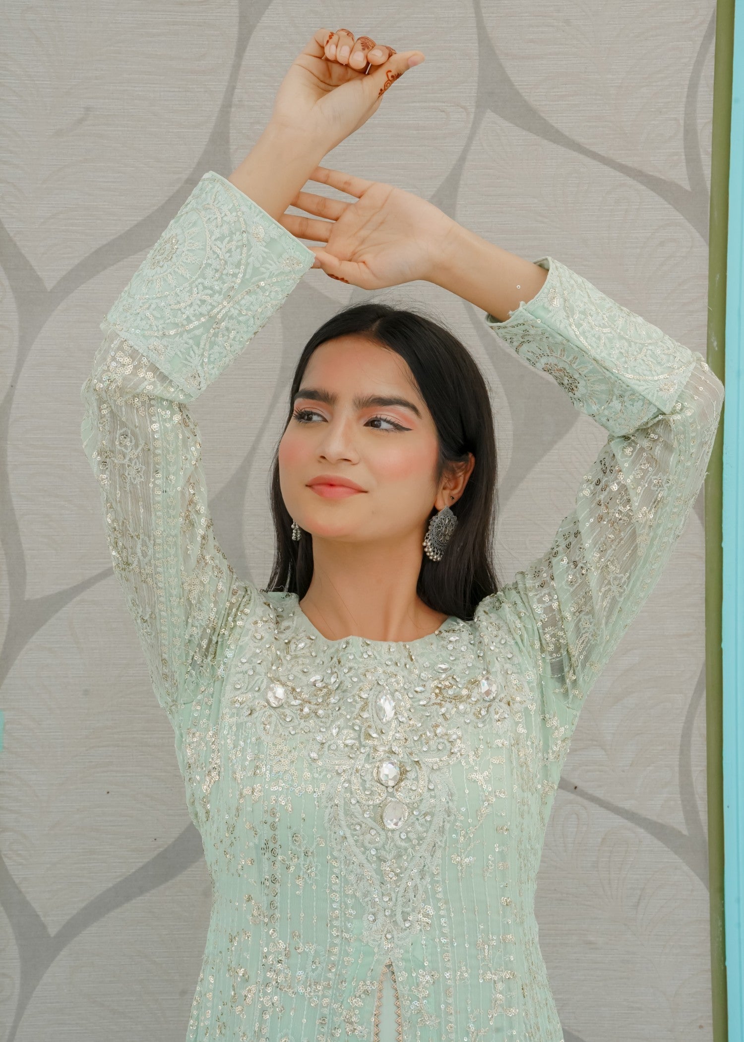 Mona Embroidery Artisan Flow Mint Green Women 3pcs