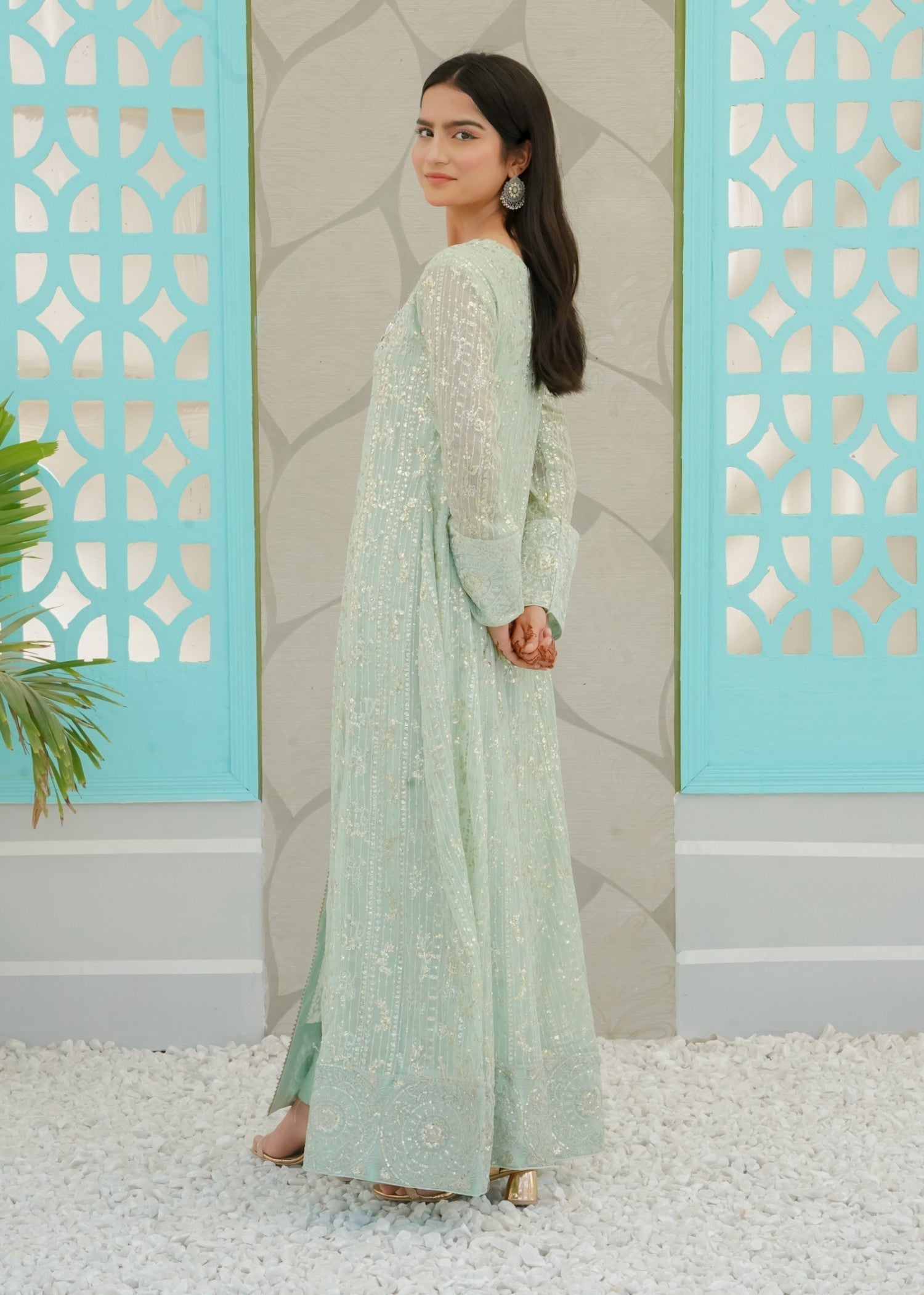 Mona Embroidery Artisan Flow Mint Green Women 3pcs