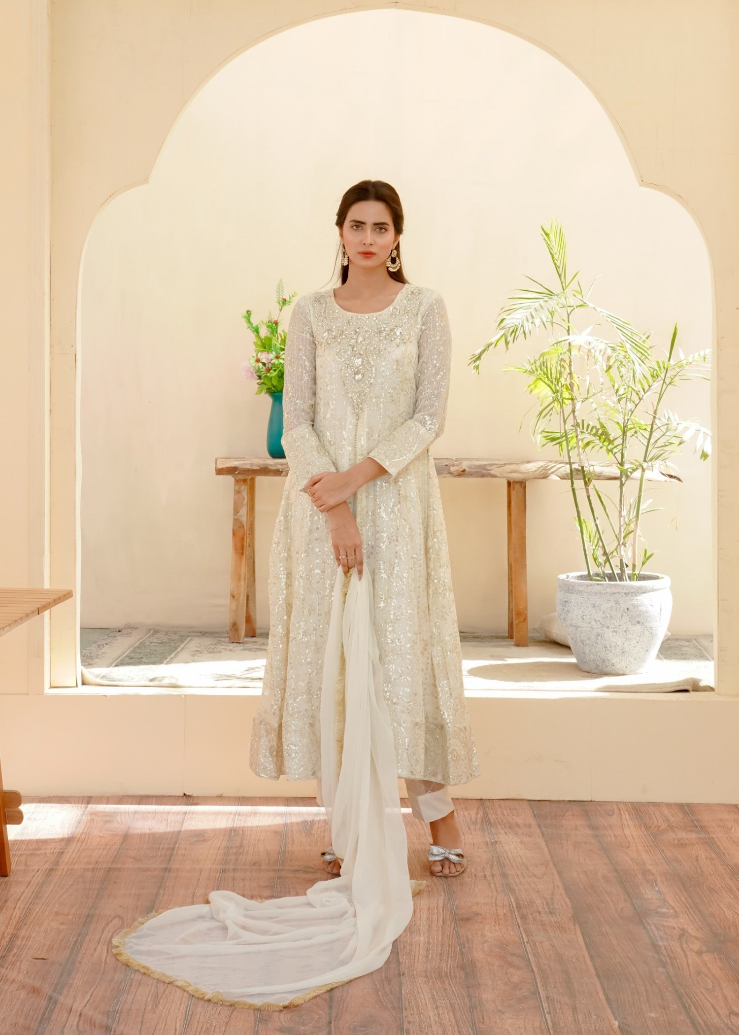 Mona Embroidery Artisan Flow Off White Women 3pcs