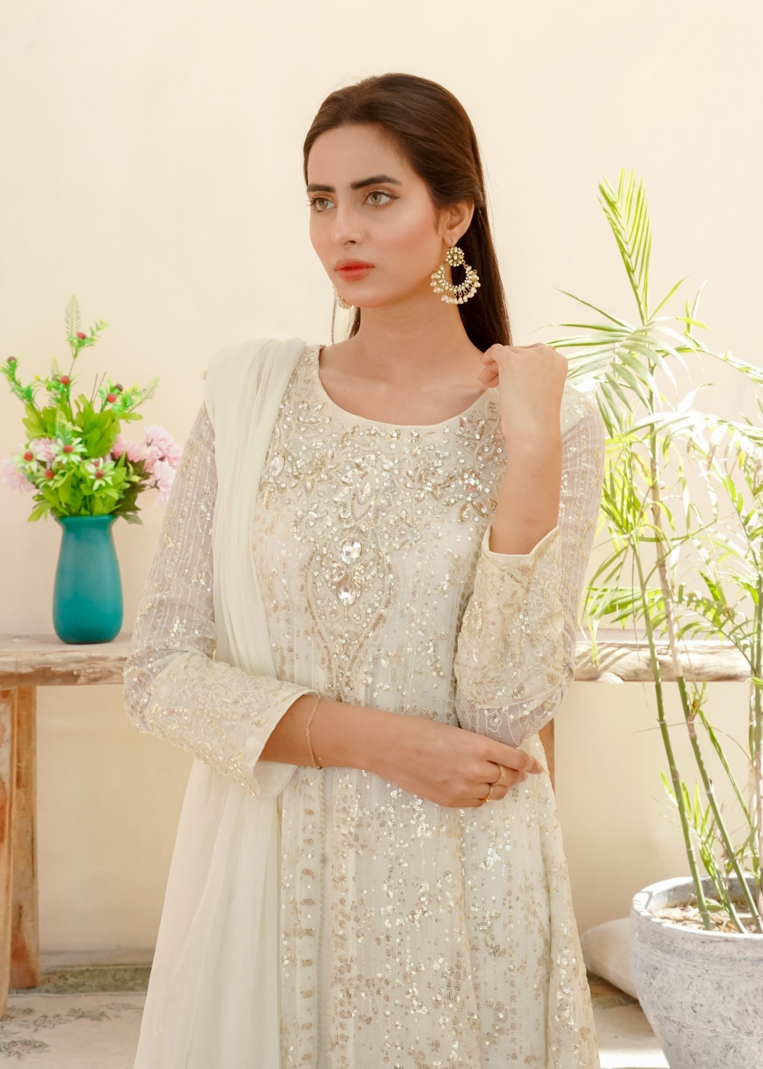 Mona Embroidery Artisan Flow Off White Women 3pcs