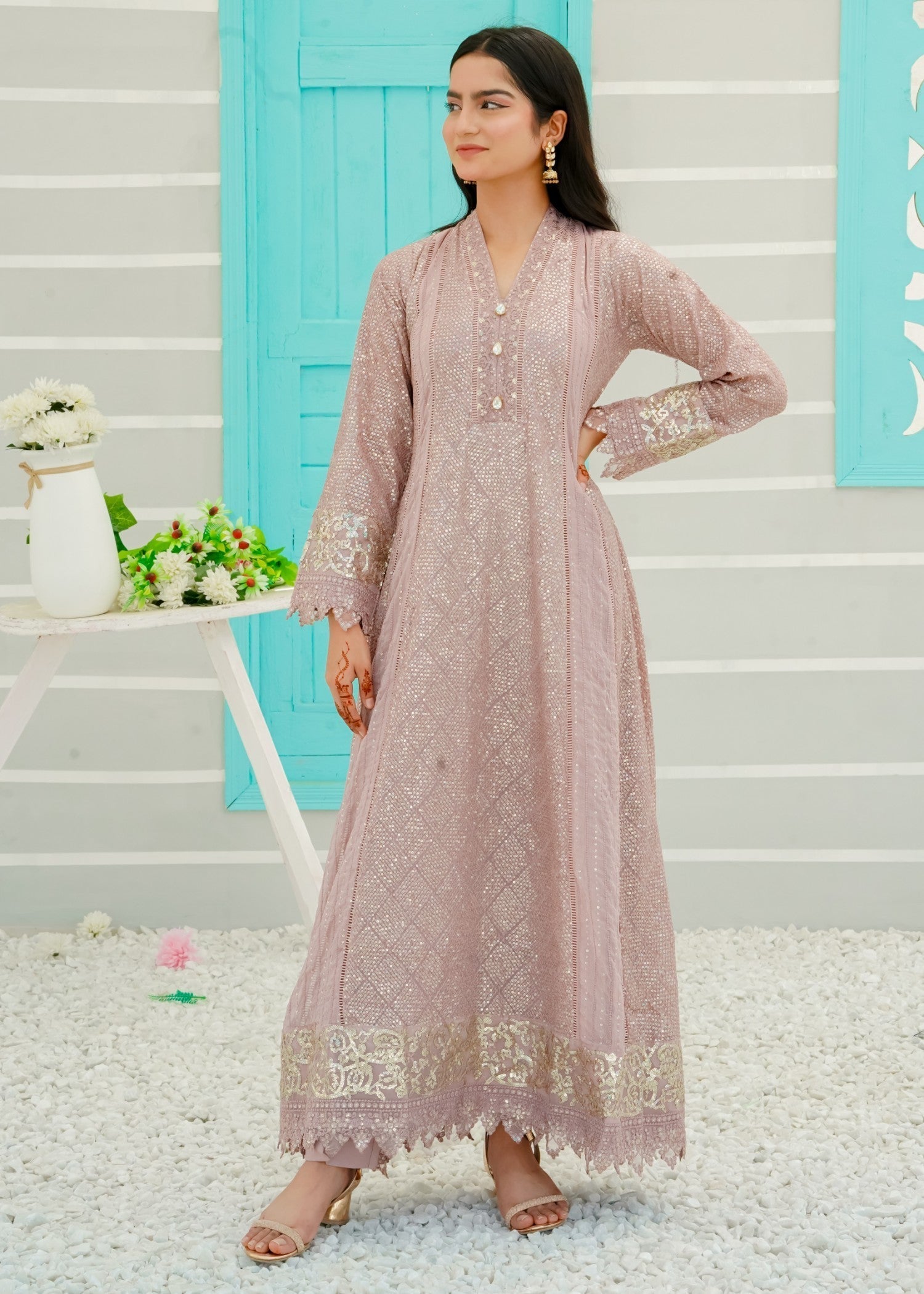 Mona Embroidery Ethereal Lace Lilac Women 3pcs