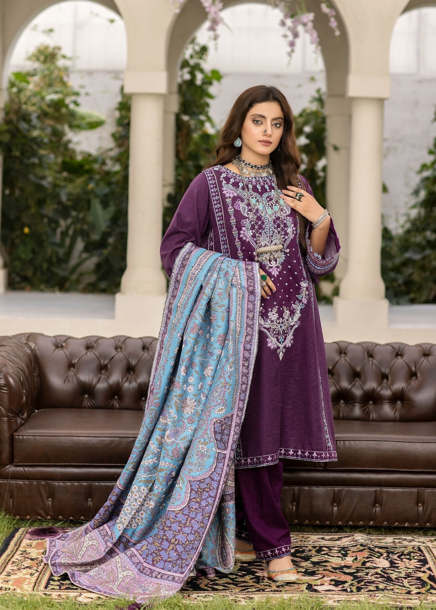 Meem Designs PURPLE (KHADDAR) Women 3pcs