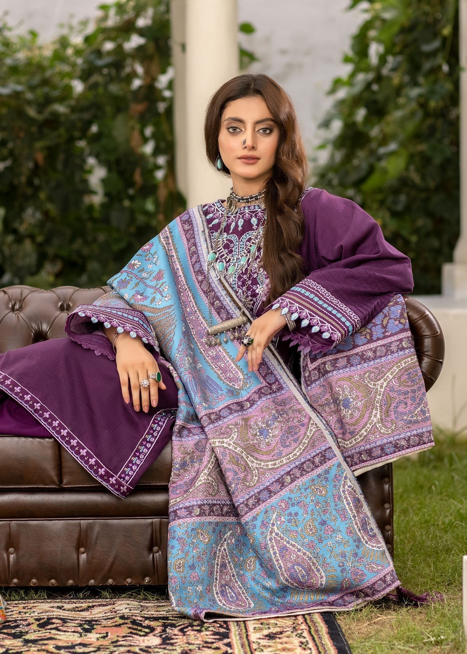 Meem Designs PURPLE (KHADDAR) Women 3pcs