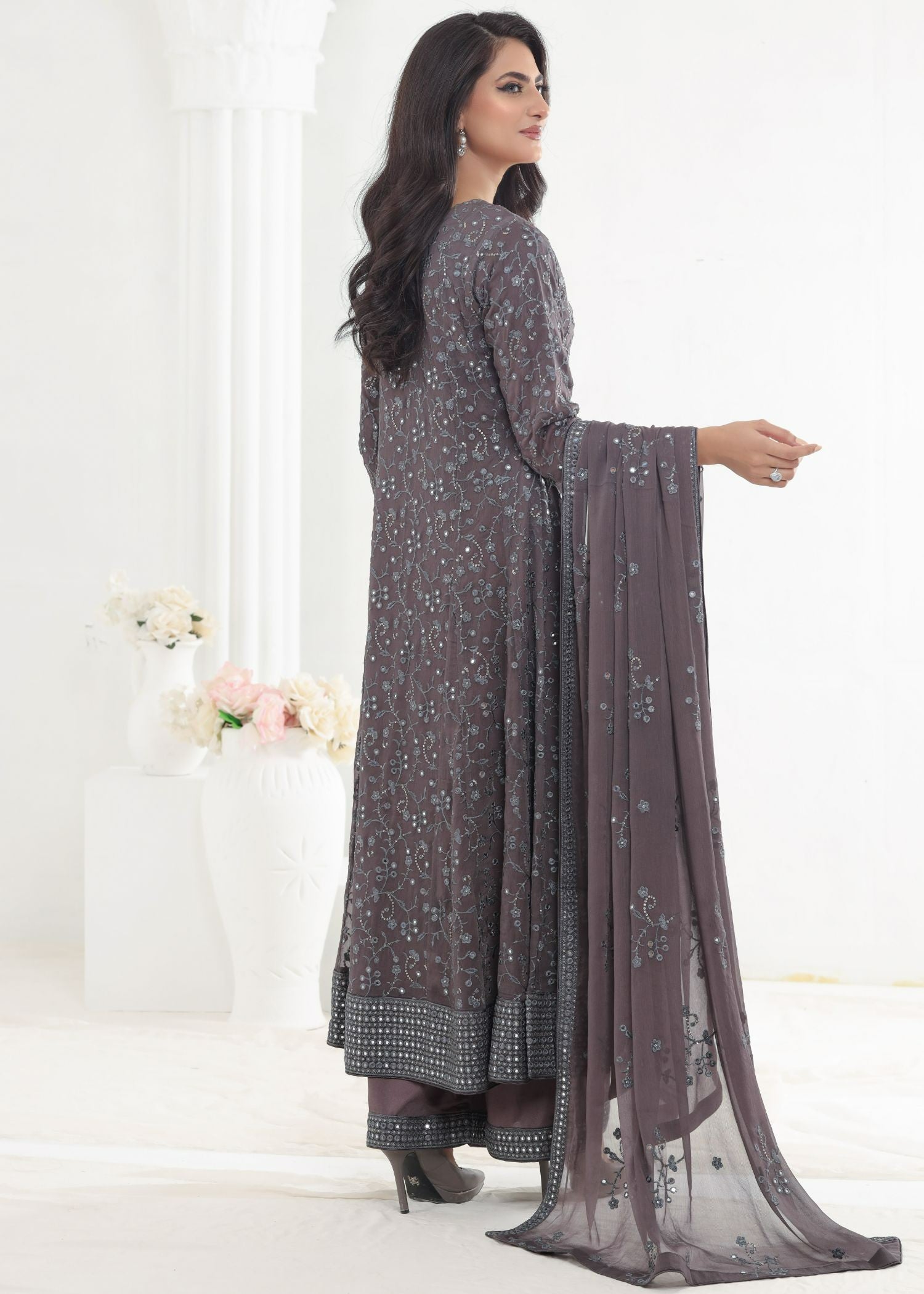 Ayesha Closet Lalazaar Muted Grey Women 3pcs