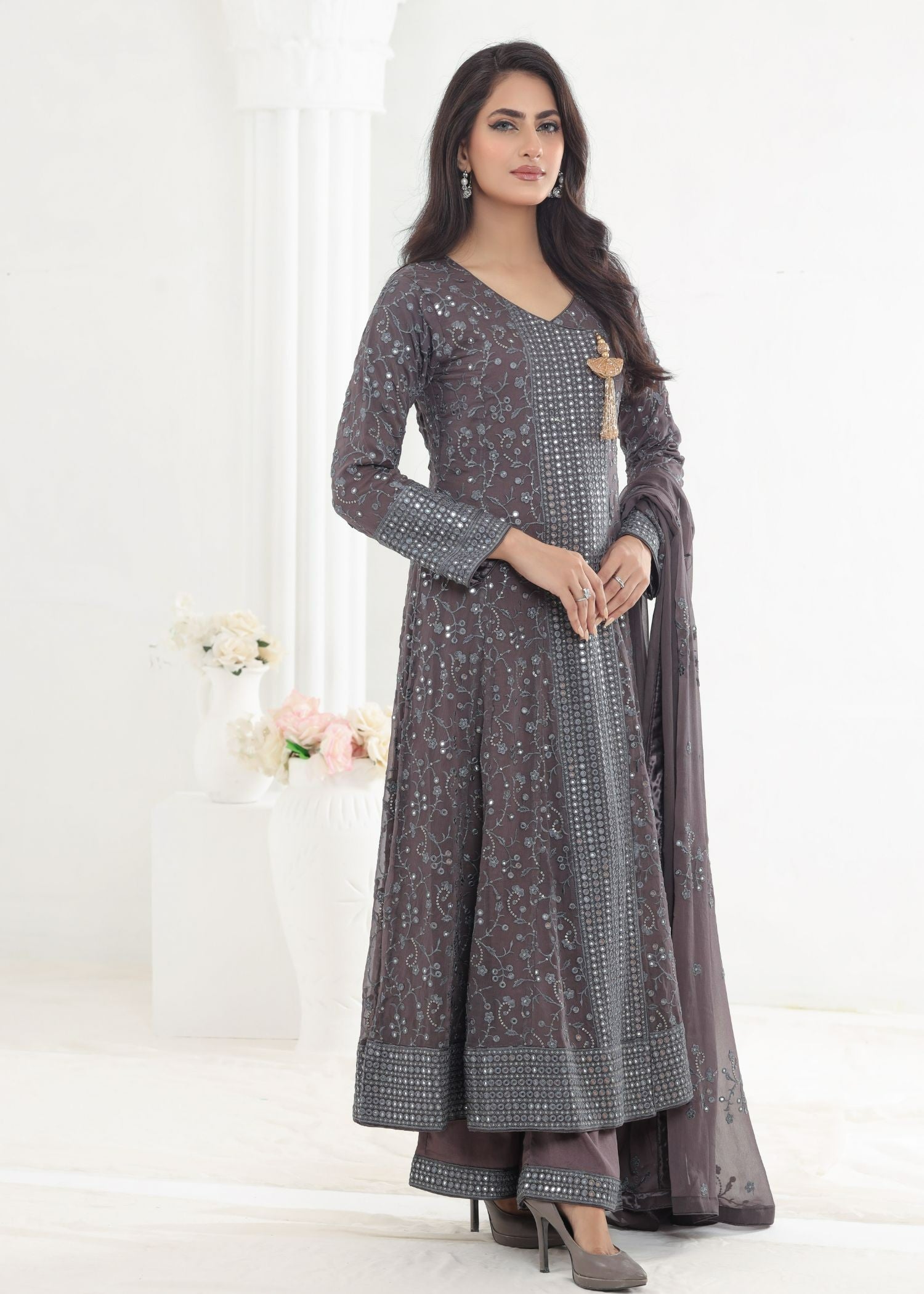 Ayesha Closet Lalazaar Muted Grey Women 3pcs