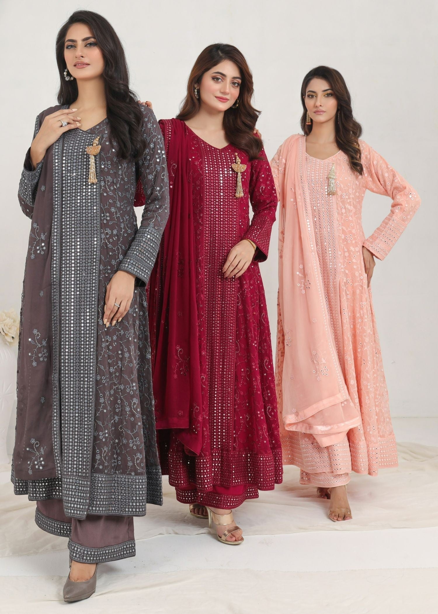 Ayesha Closet Lalazaar Muted Grey Women 3pcs