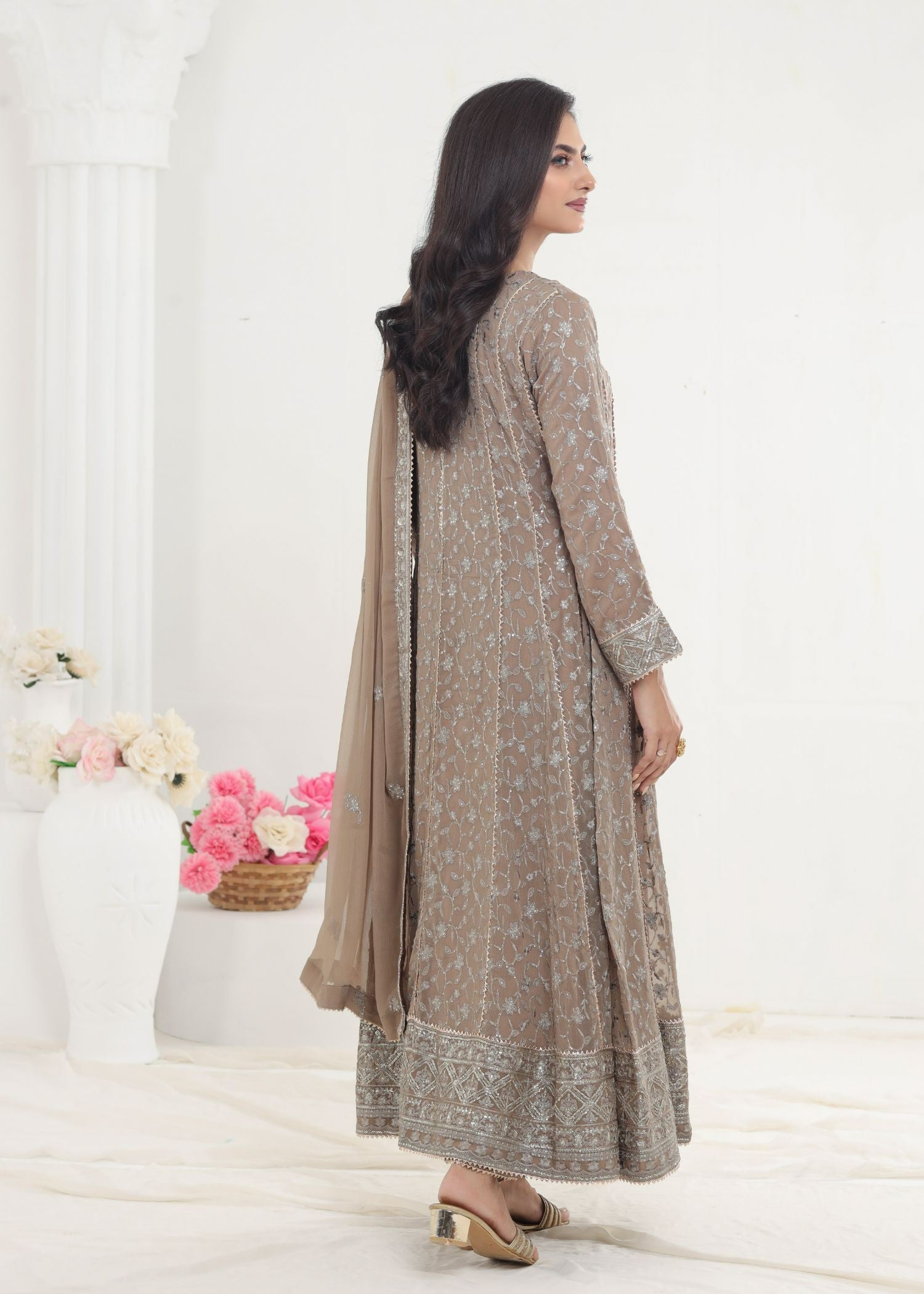 Ayesha Closet Mehnaaz Taupe Women 3pcs