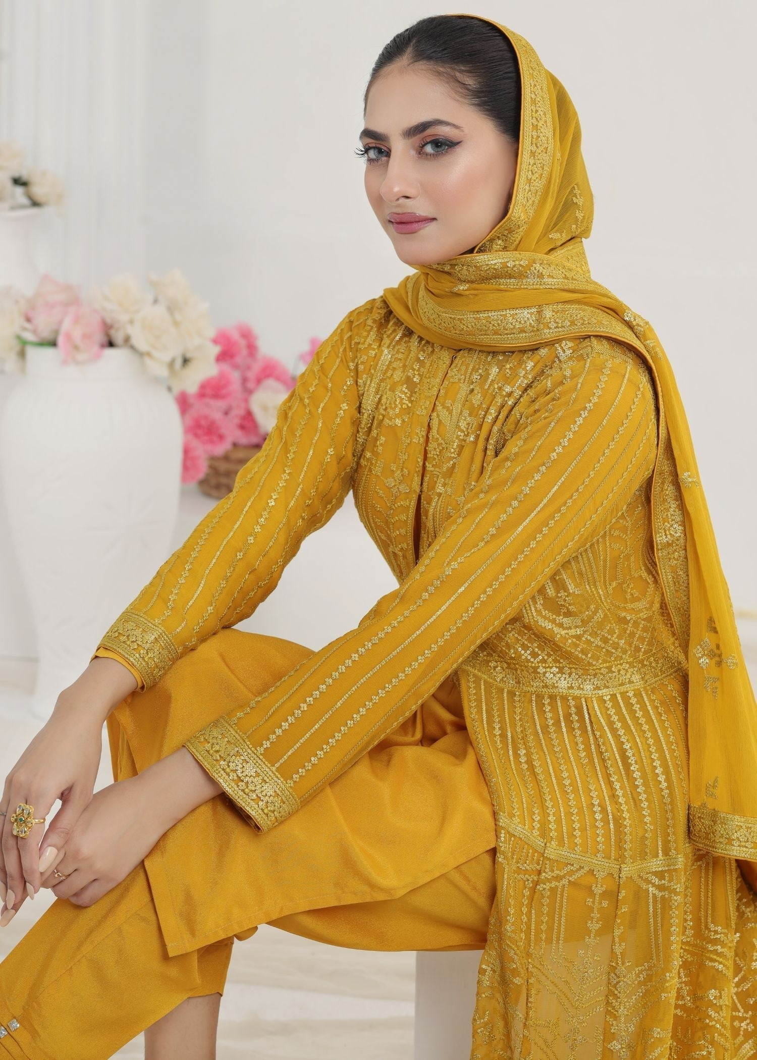 Ayesha Closet Marjan Mustard Women 3pcs