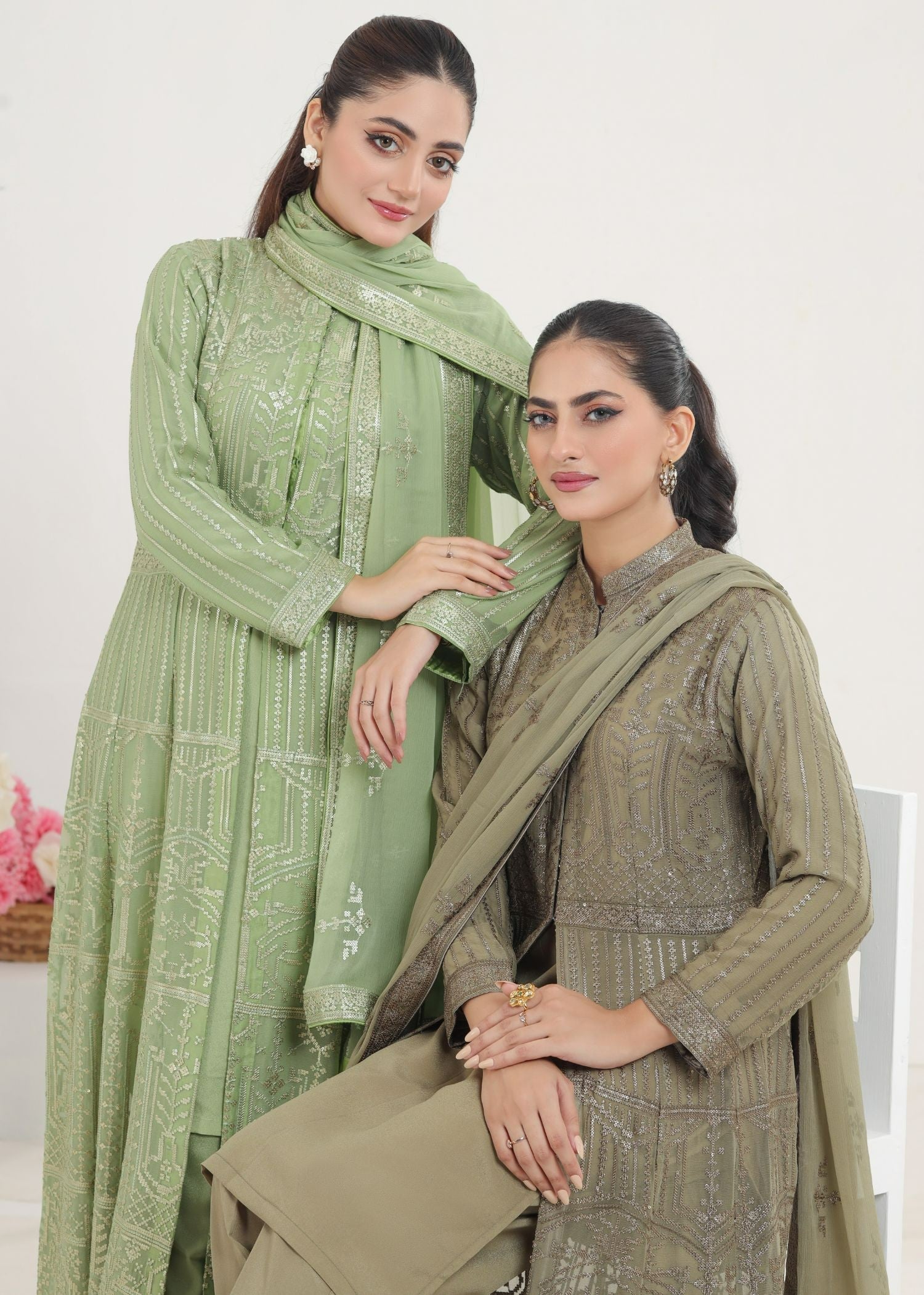 Ayesha Closet Marjan Olive Women 3pcs