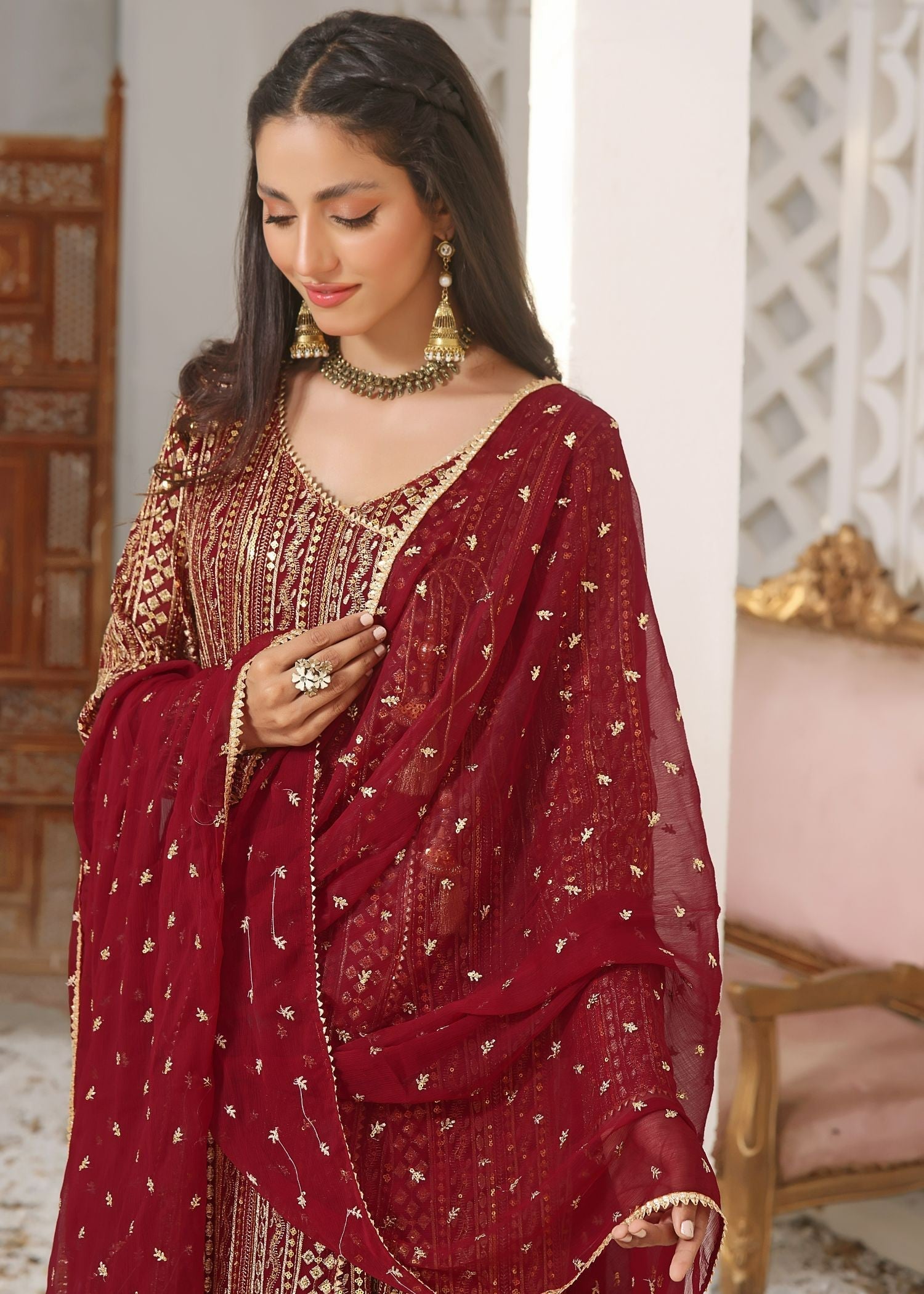 Ayesha Closet Zulaikha Maroon Charm Women 3pcs
