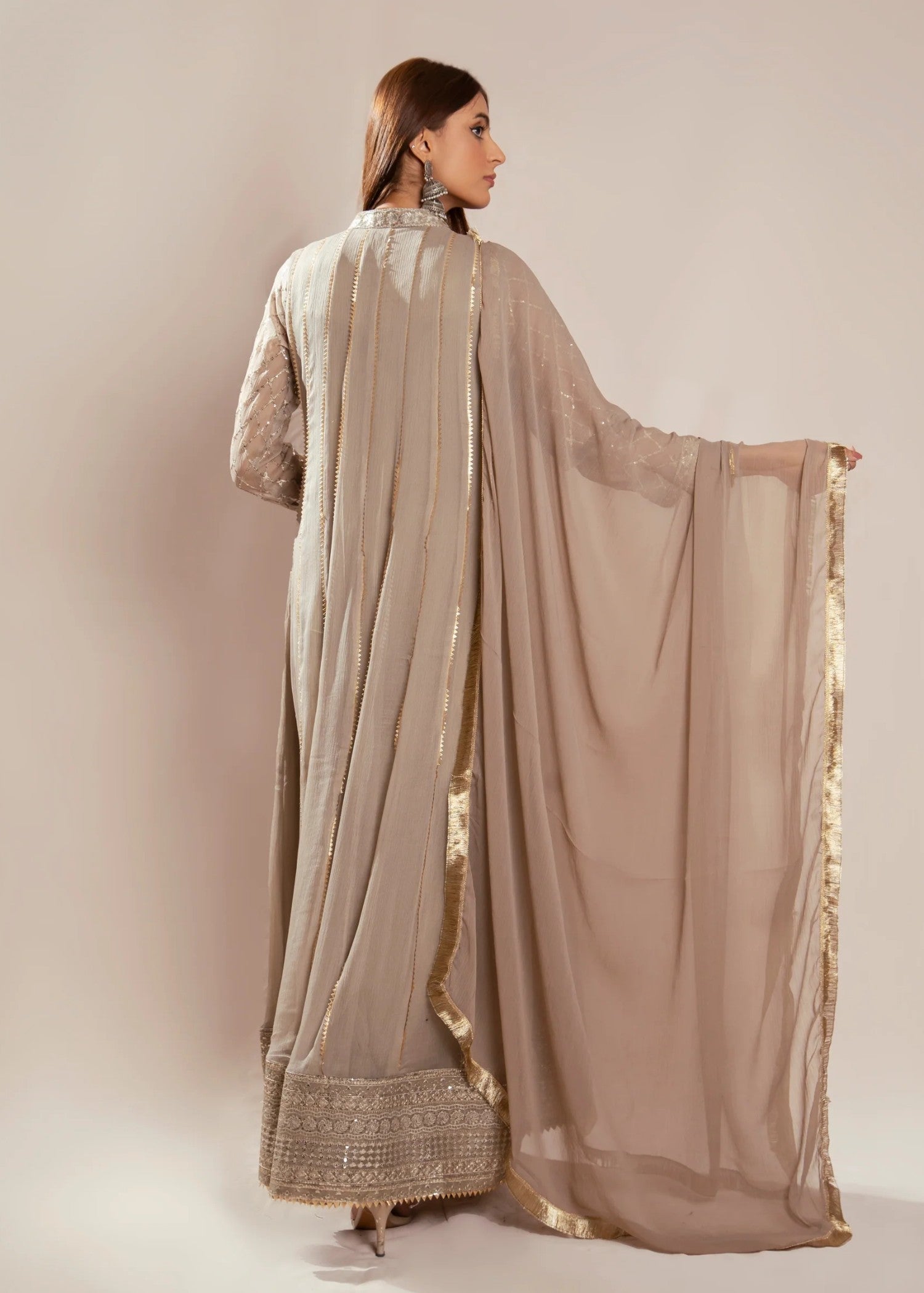 Mona Embroidery Embellish Azure Beige Women 3pcs