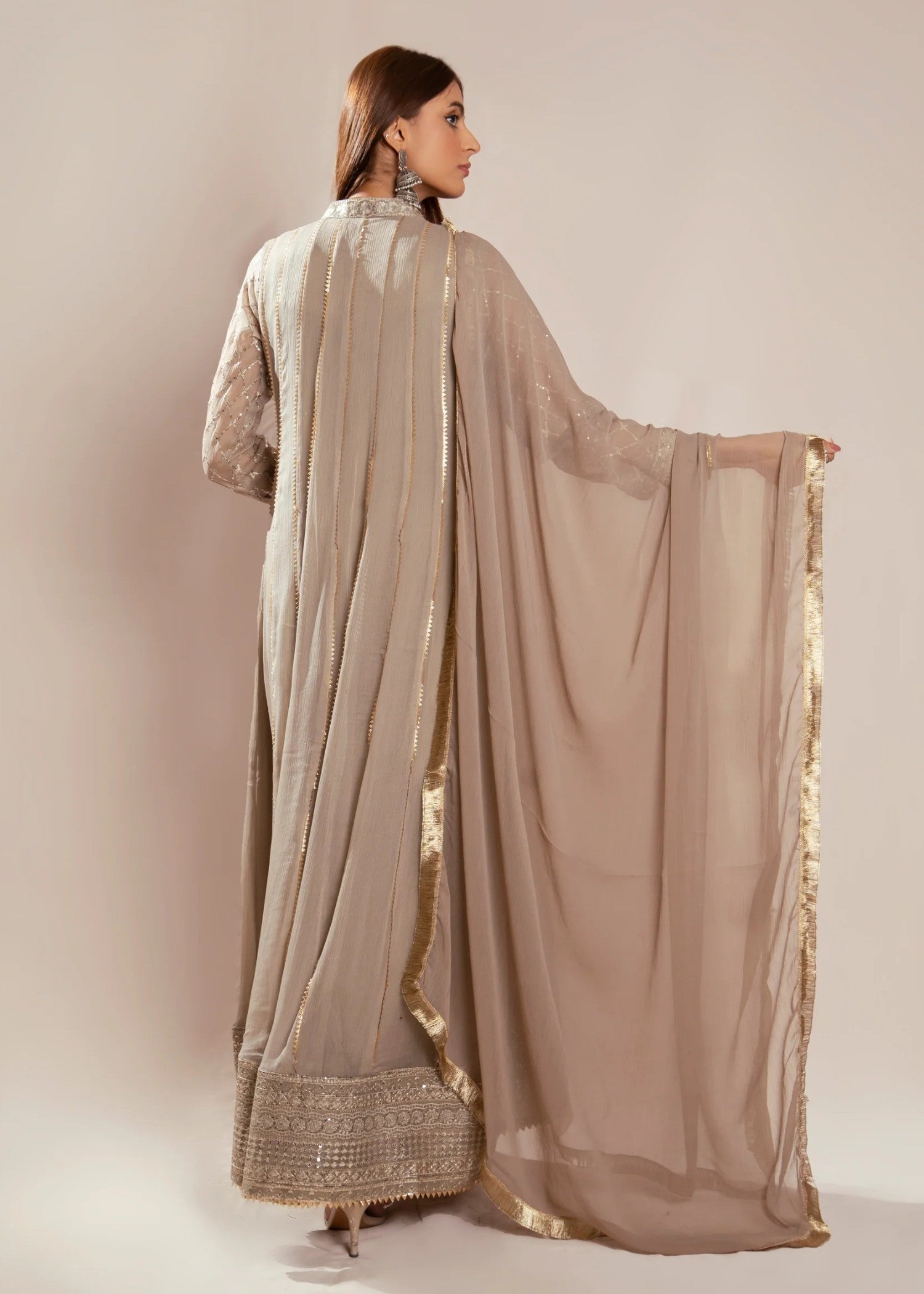 Mona Embroidery Embellish Azure Beige Women 3pcs