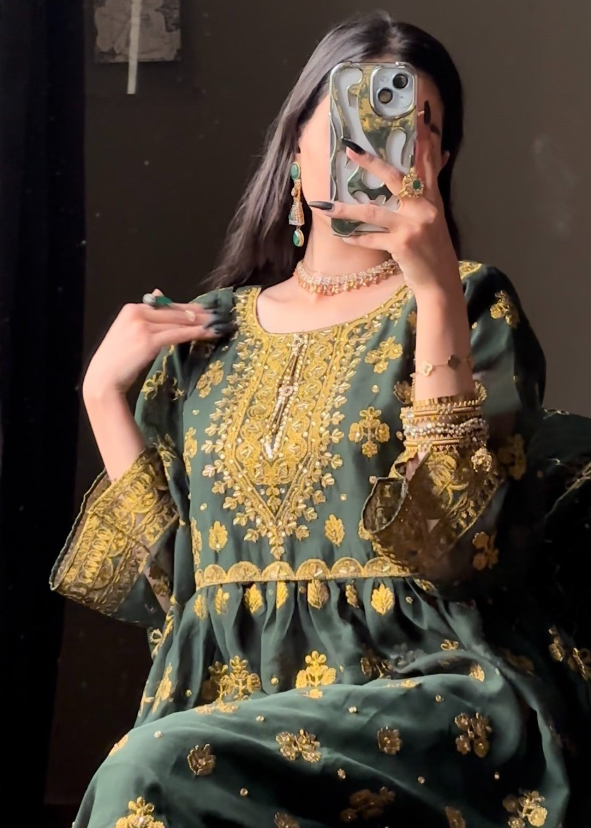 Four Season Boutique LACHA DOTTED FROK GREEN Women 3pcs