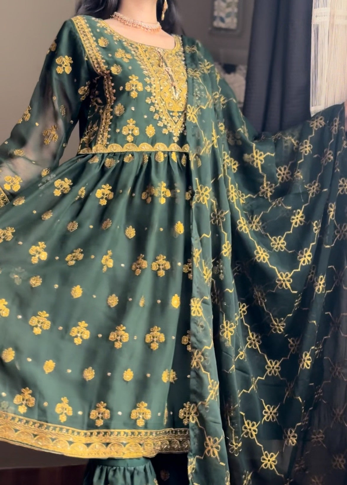 Four Season Boutique LACHA DOTTED FROK GREEN Women 3pcs