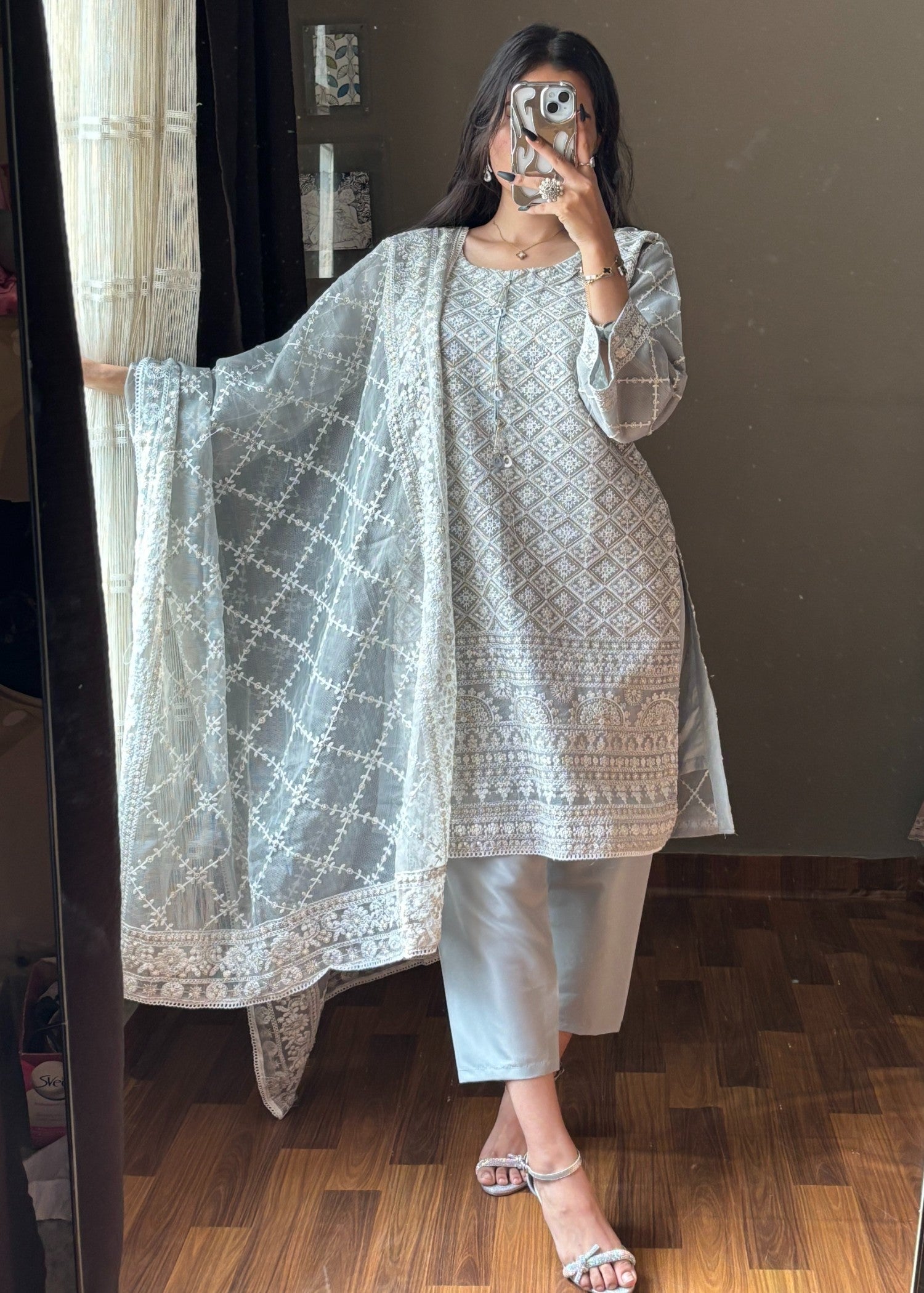 Four Season Boutique NOOR E HINA GREY Women 3pcs