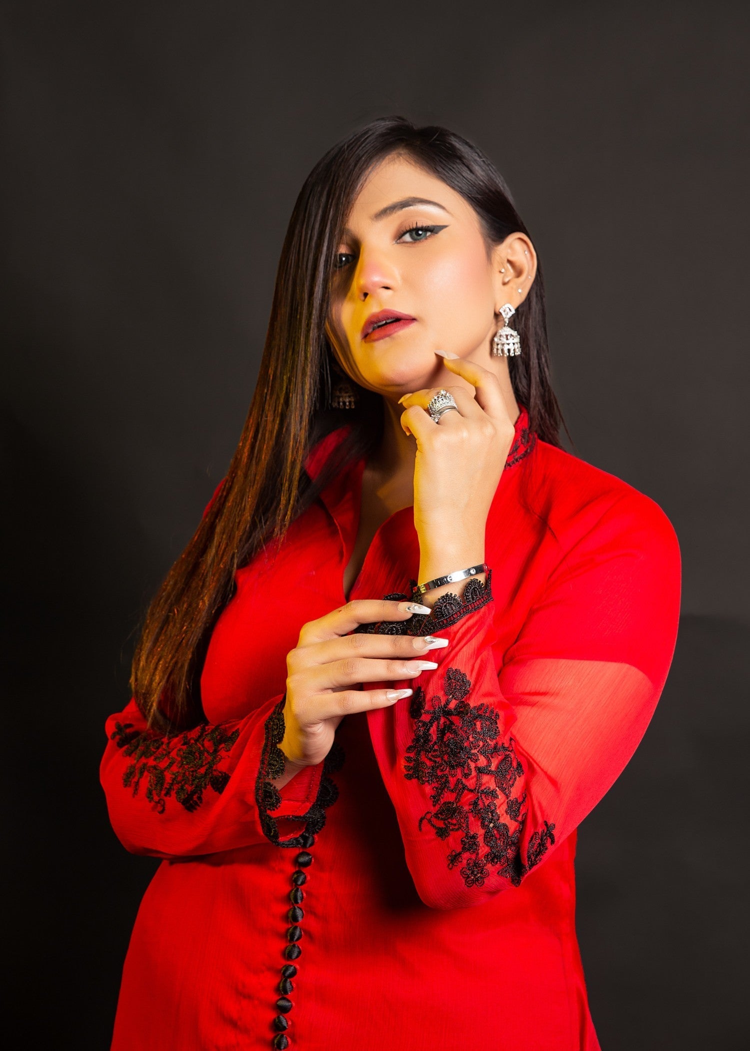 Inaaya Fashion Baadal Red Women 3pcs