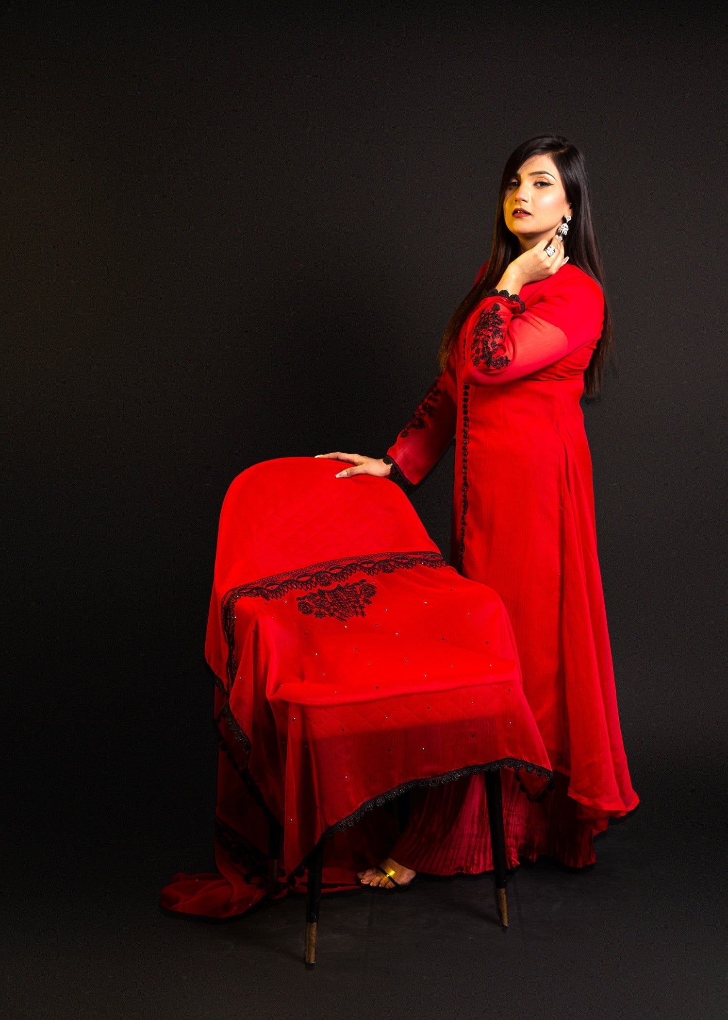 Inaaya Fashion Baadal Red Women 3pcs