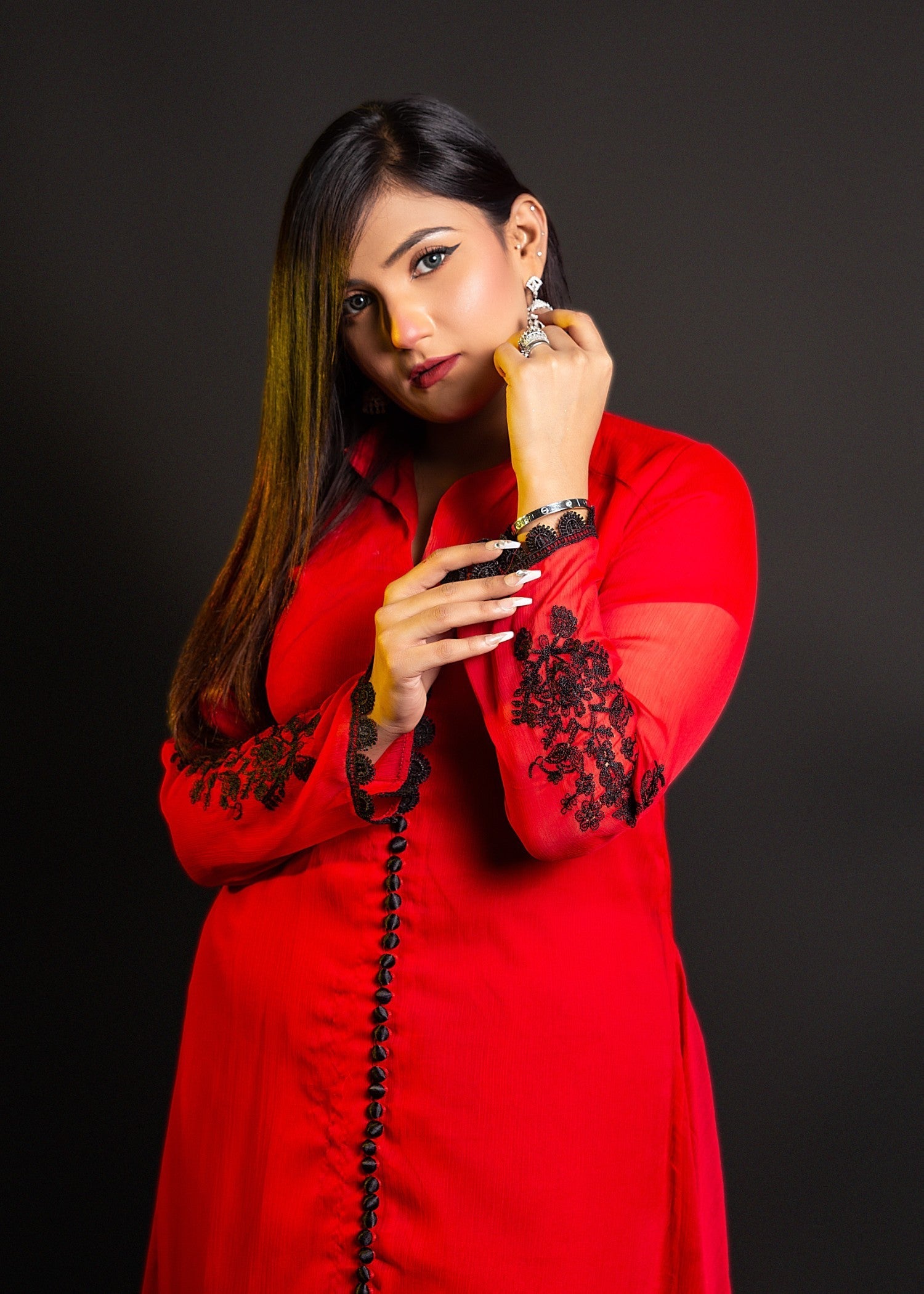 Inaaya Fashion Baadal Red Women 3pcs