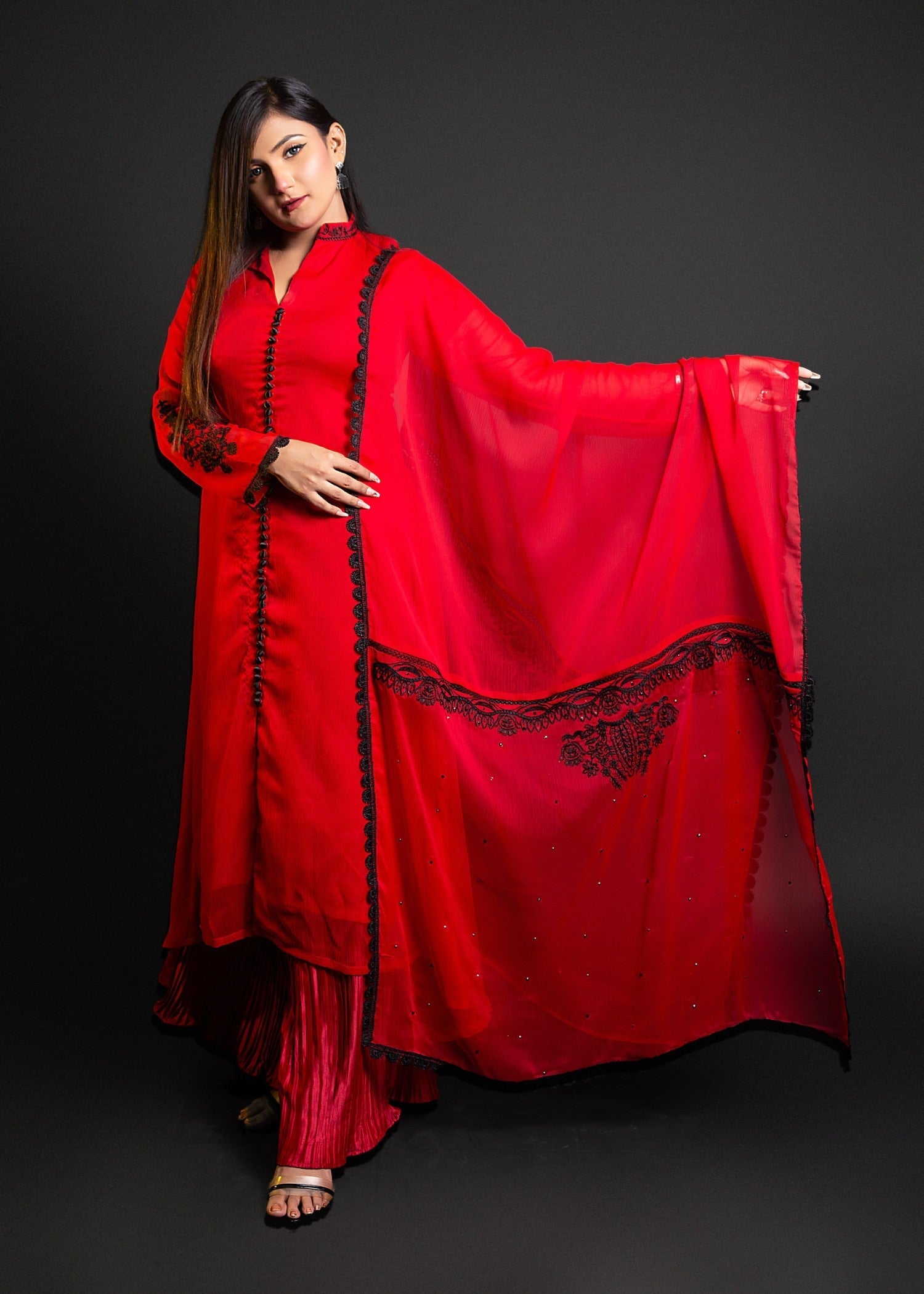 Inaaya Fashion Baadal Red Women 3pcs