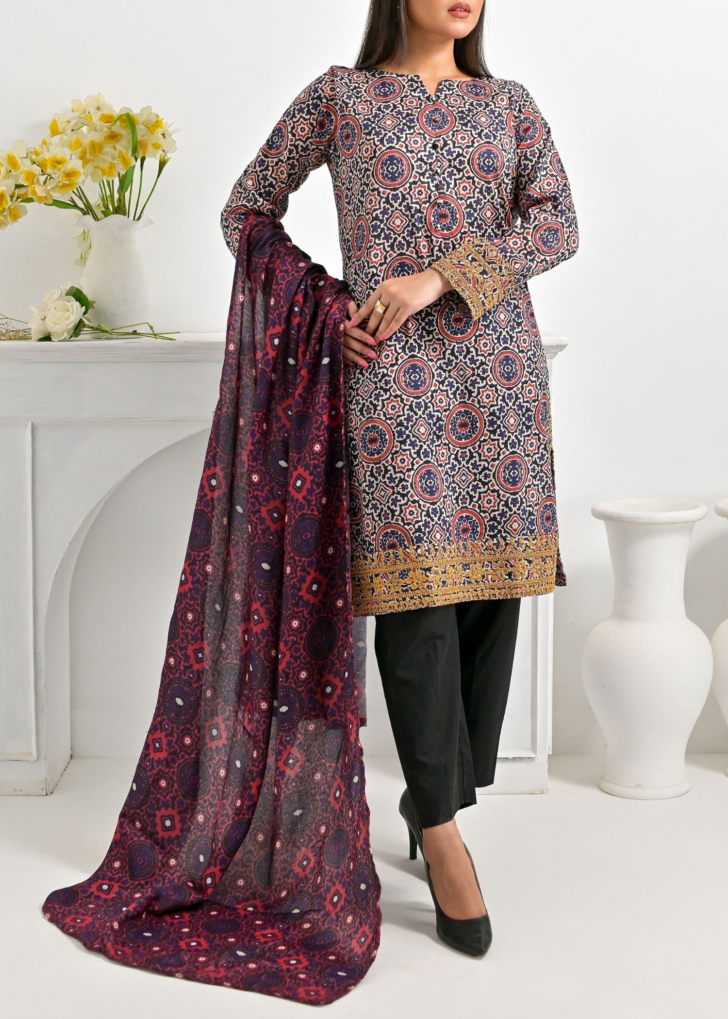 Pret Diaries Ajrak Embroidered Women 2pcs