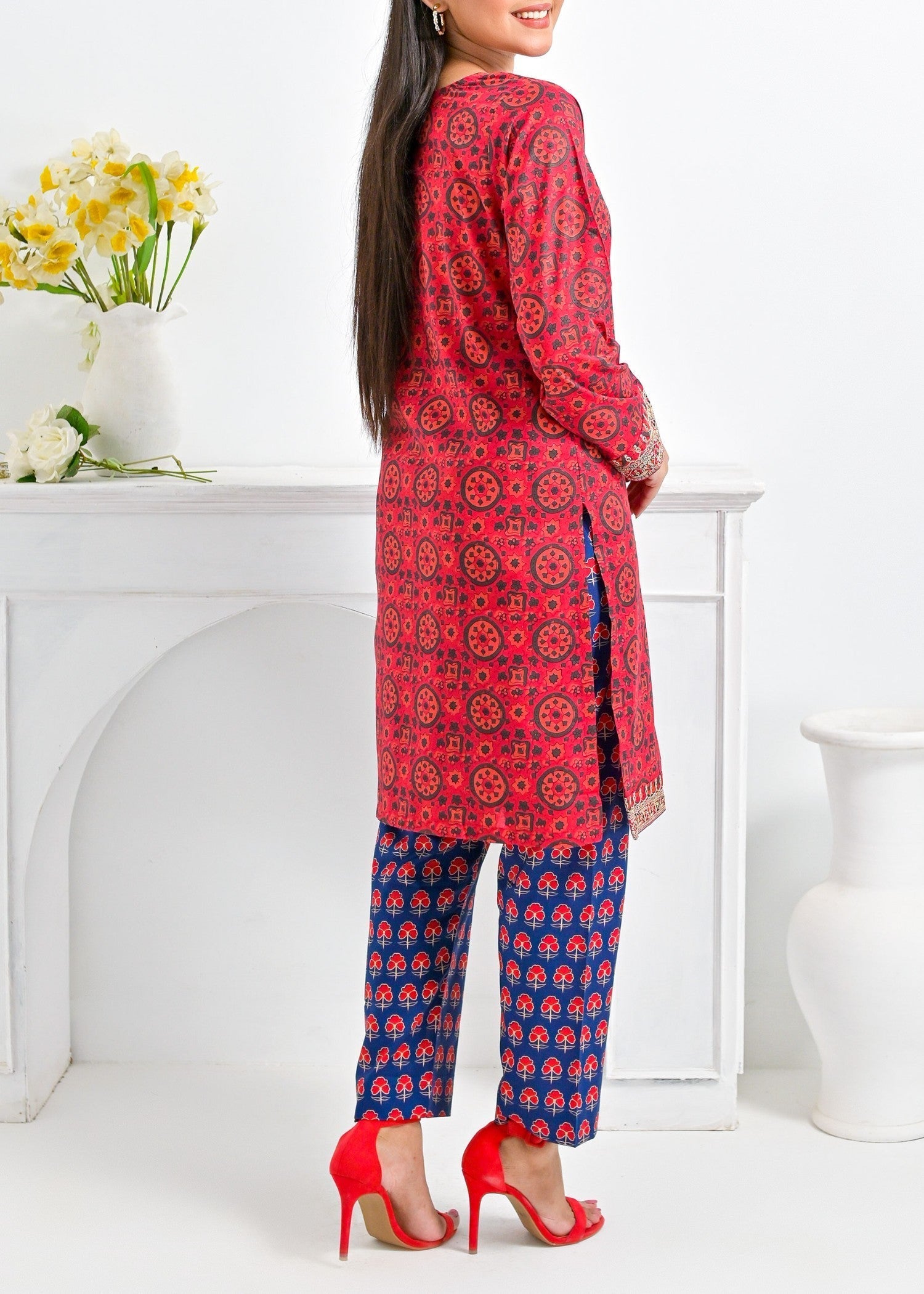 Pret Diaries Red Embroidered Women 2pcs