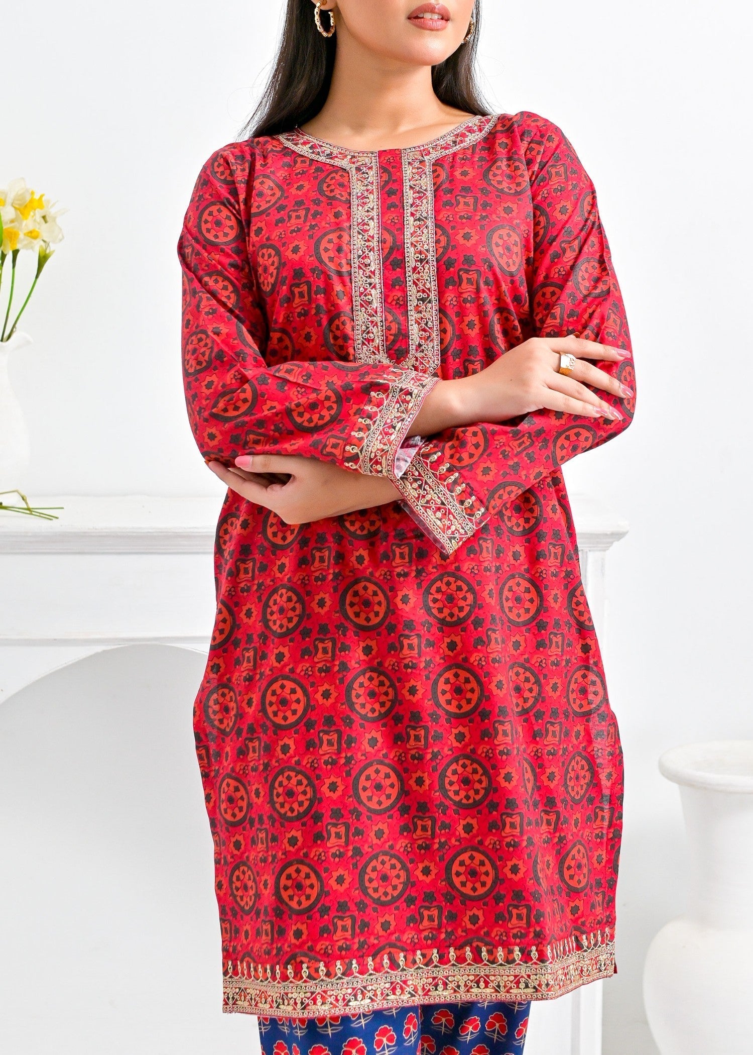 Pret Diaries Red Embroidered Women 2pcs