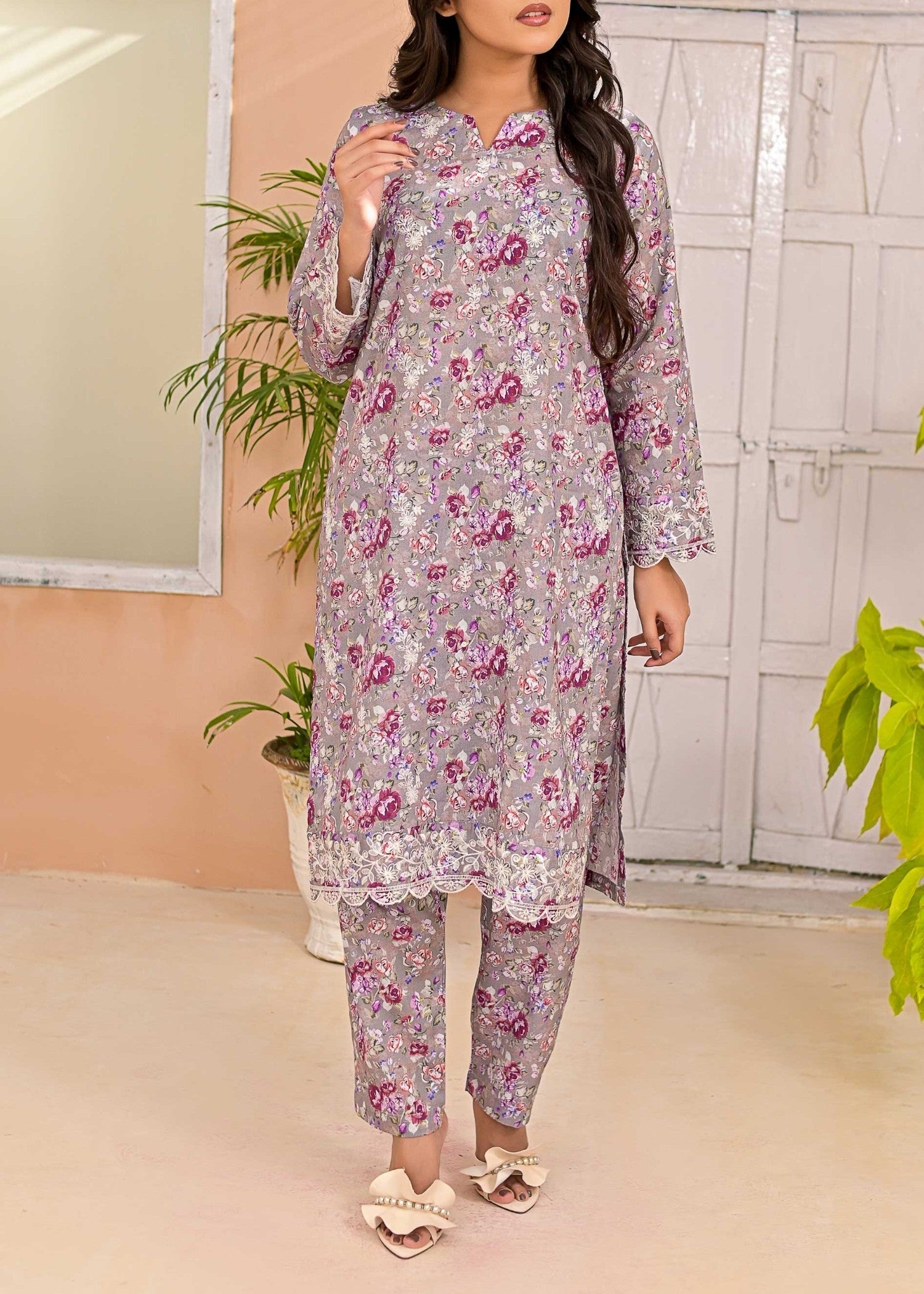 Pret Diaries Grey Embroidered Women 2pcs