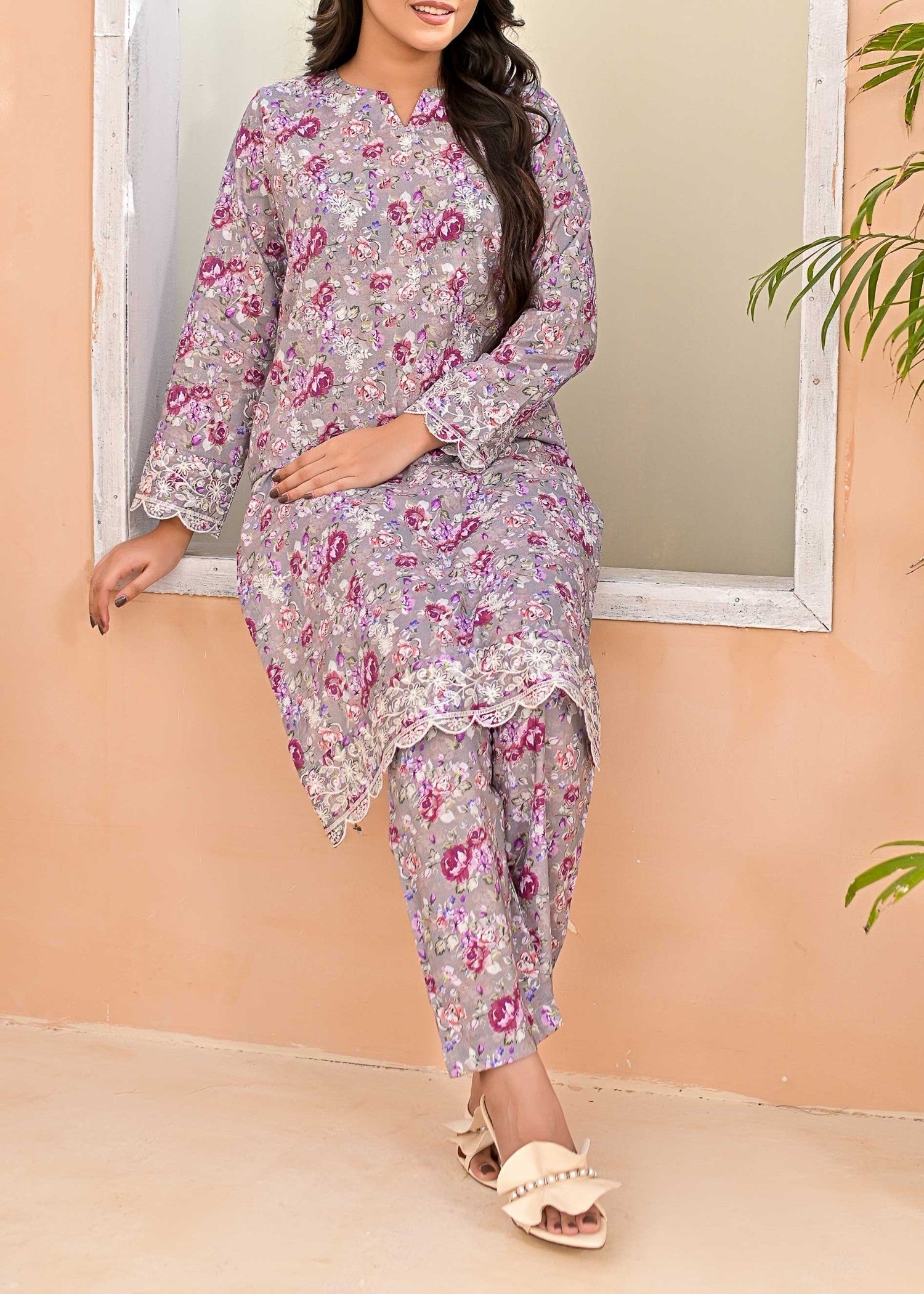 Pret Diaries Grey Embroidered Women 2pcs