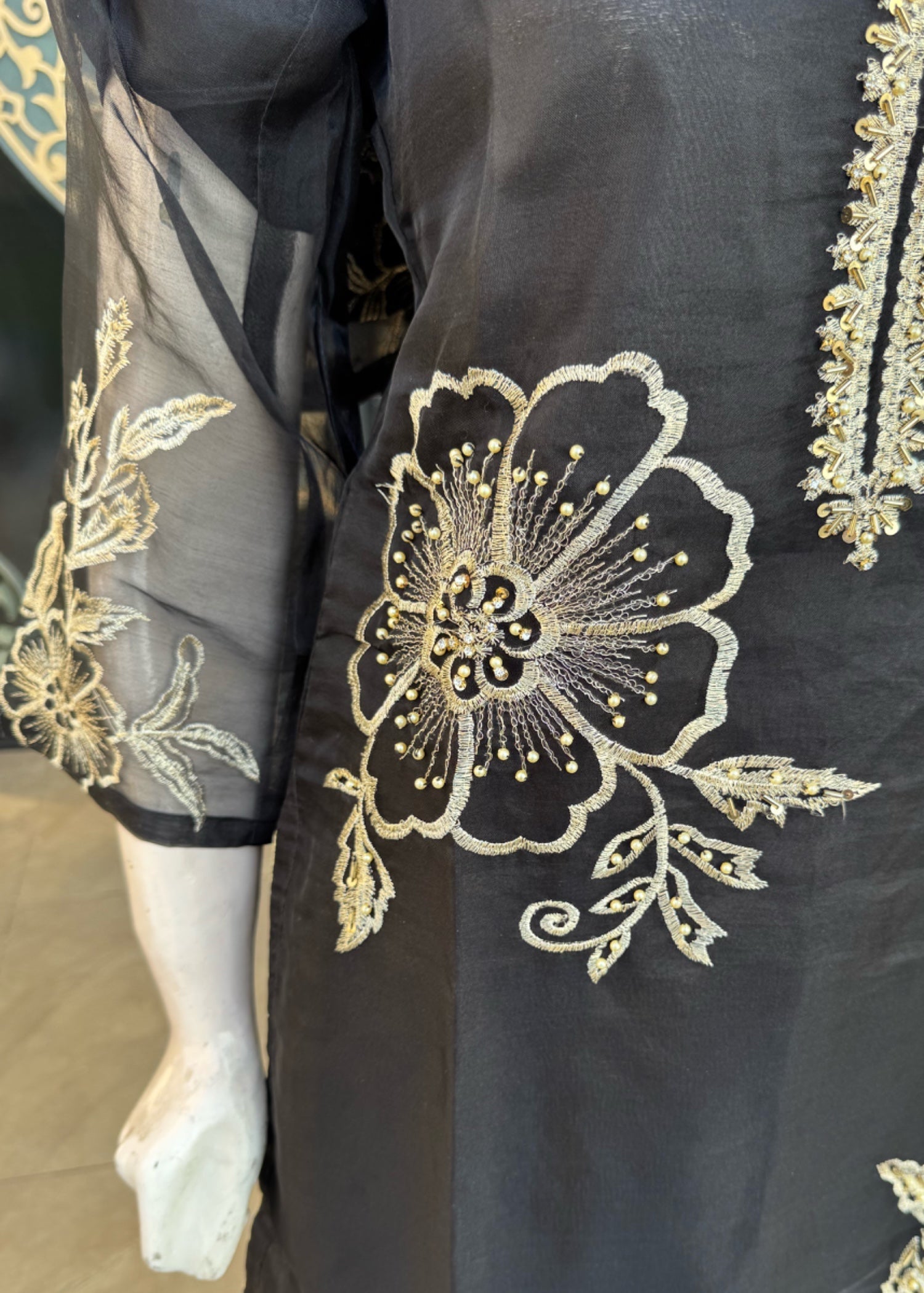 Noir Organza handwork Women 3pcs