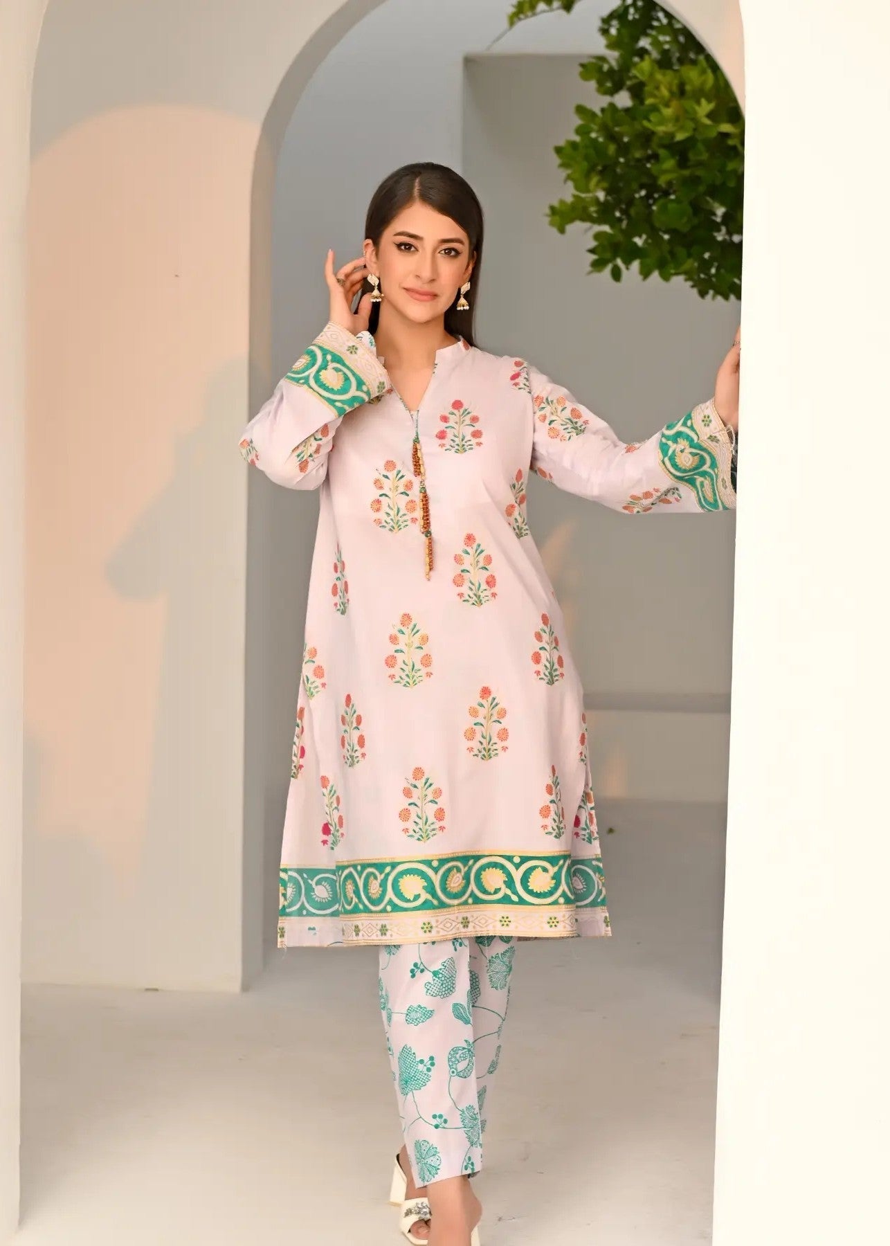 Yaaqot Official White Printed Lawn Stitched Women 2pcs