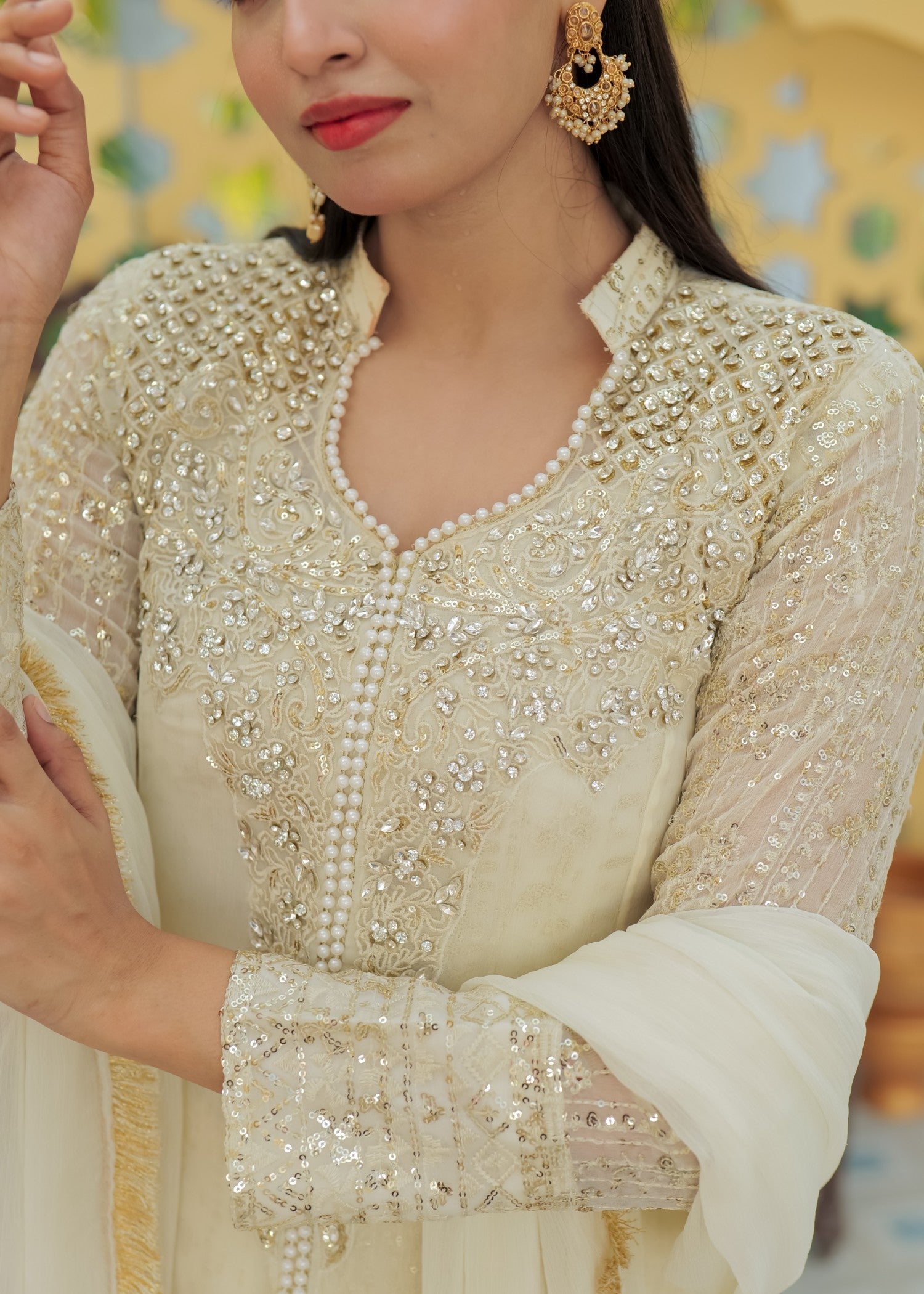 Mona Embroidery ritzy rosette offwhite Women 3pcs