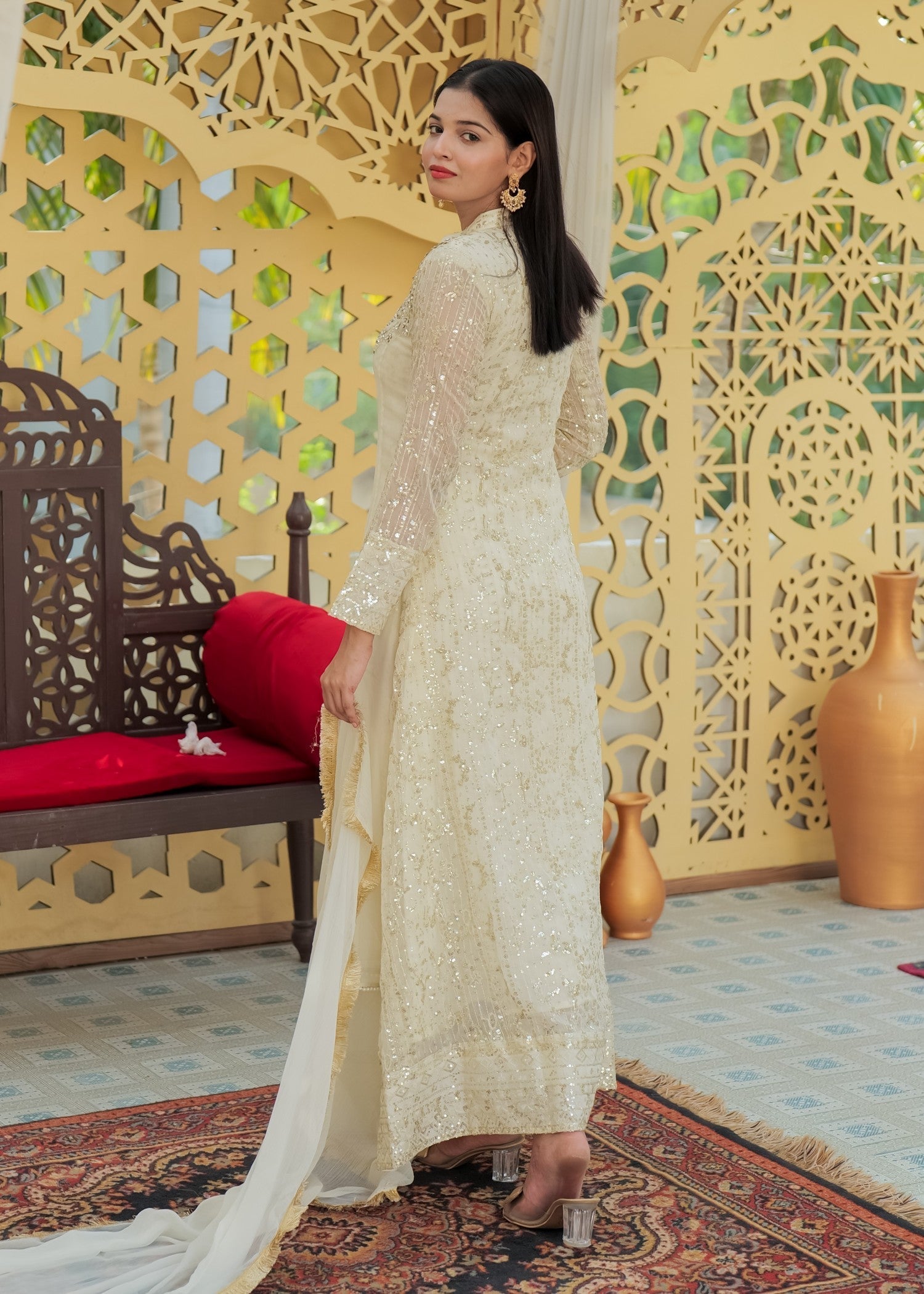 Mona Embroidery ritzy rosette offwhite Women 3pcs