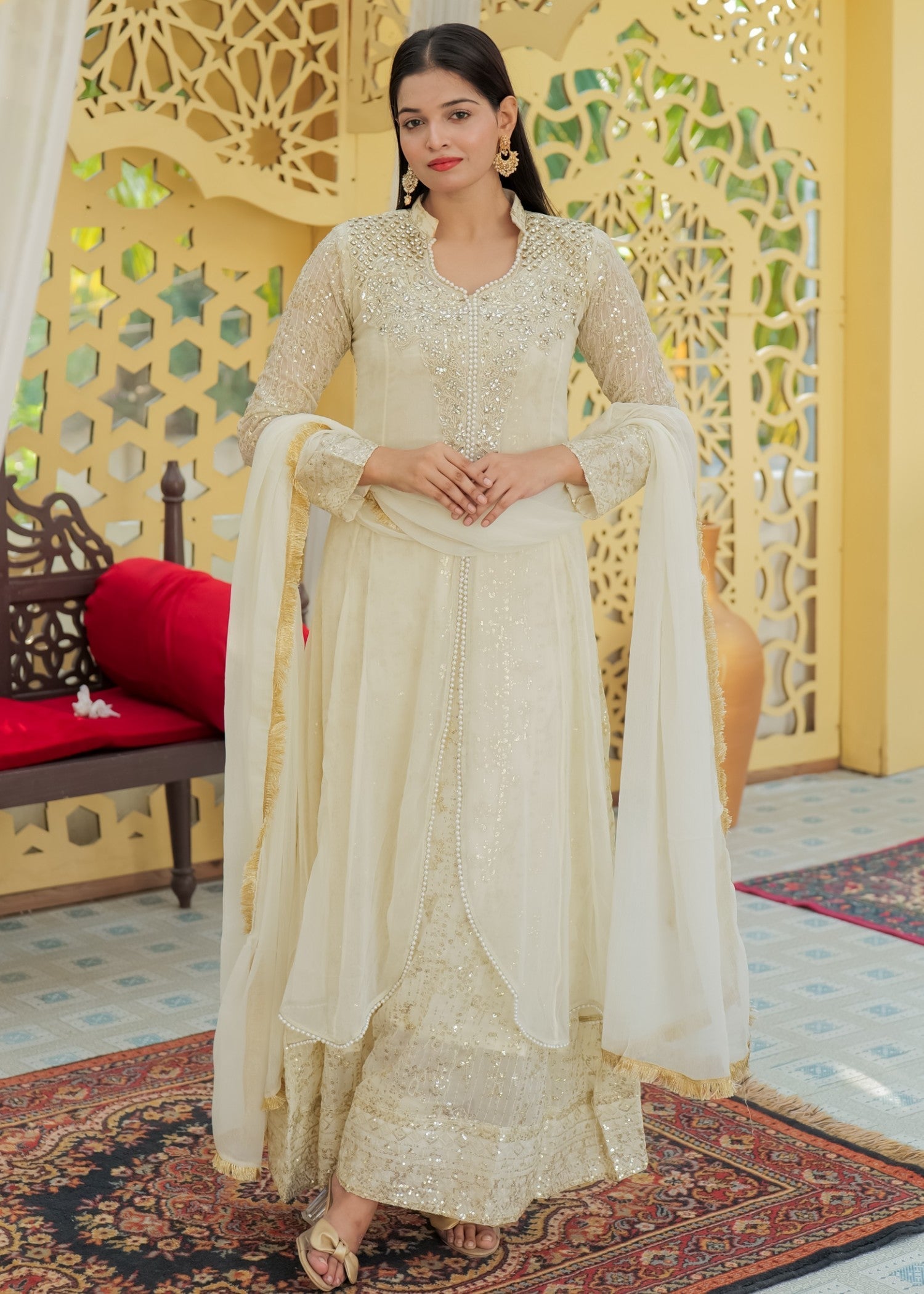 Mona Embroidery ritzy rosette offwhite Women 3pcs