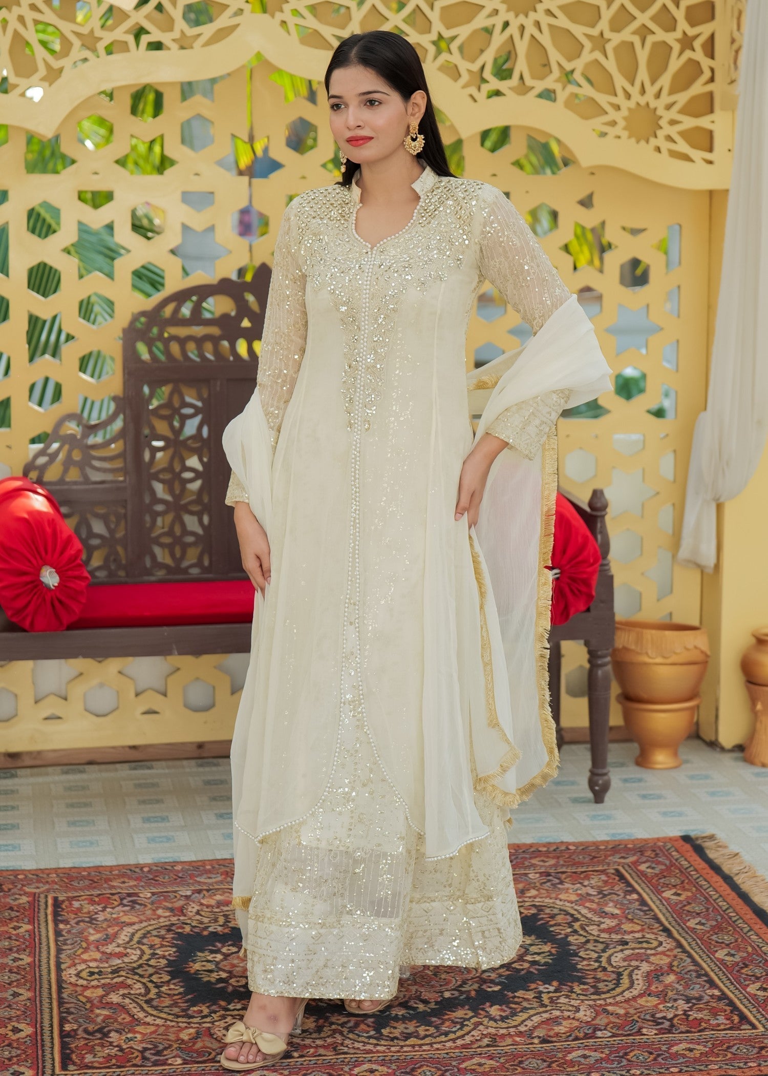 Mona Embroidery ritzy rosette offwhite Women 3pcs