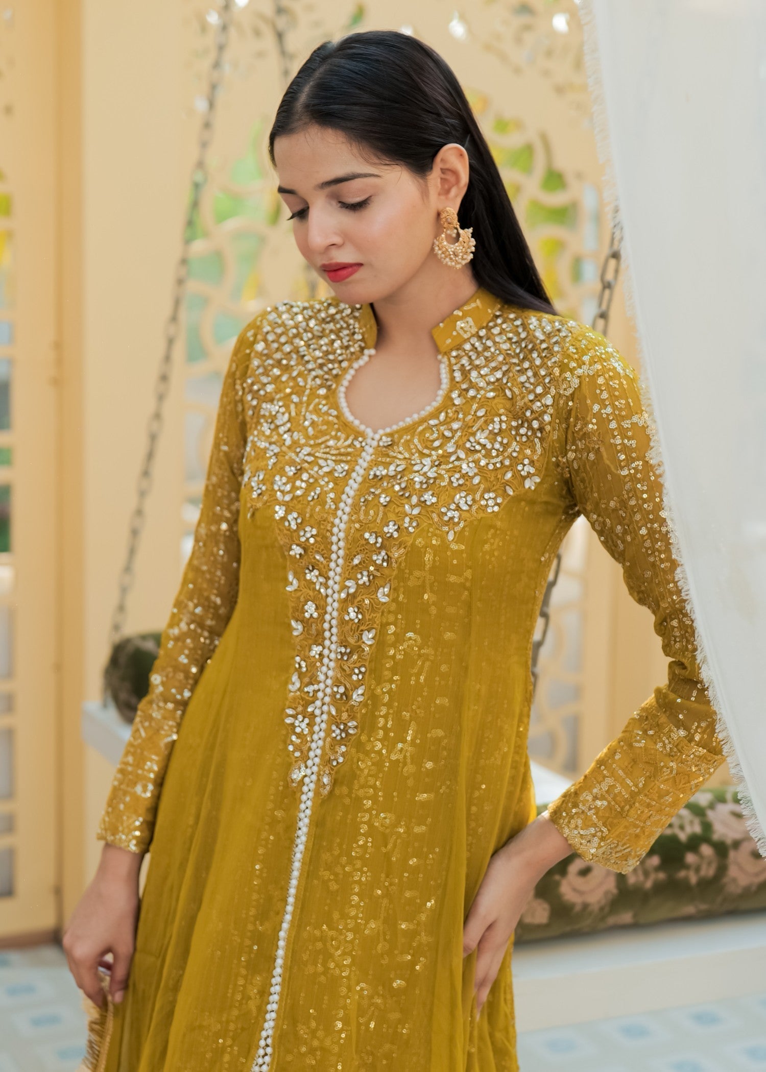 Mona Embroidery Ritzy Rosette olive Women 3pcs