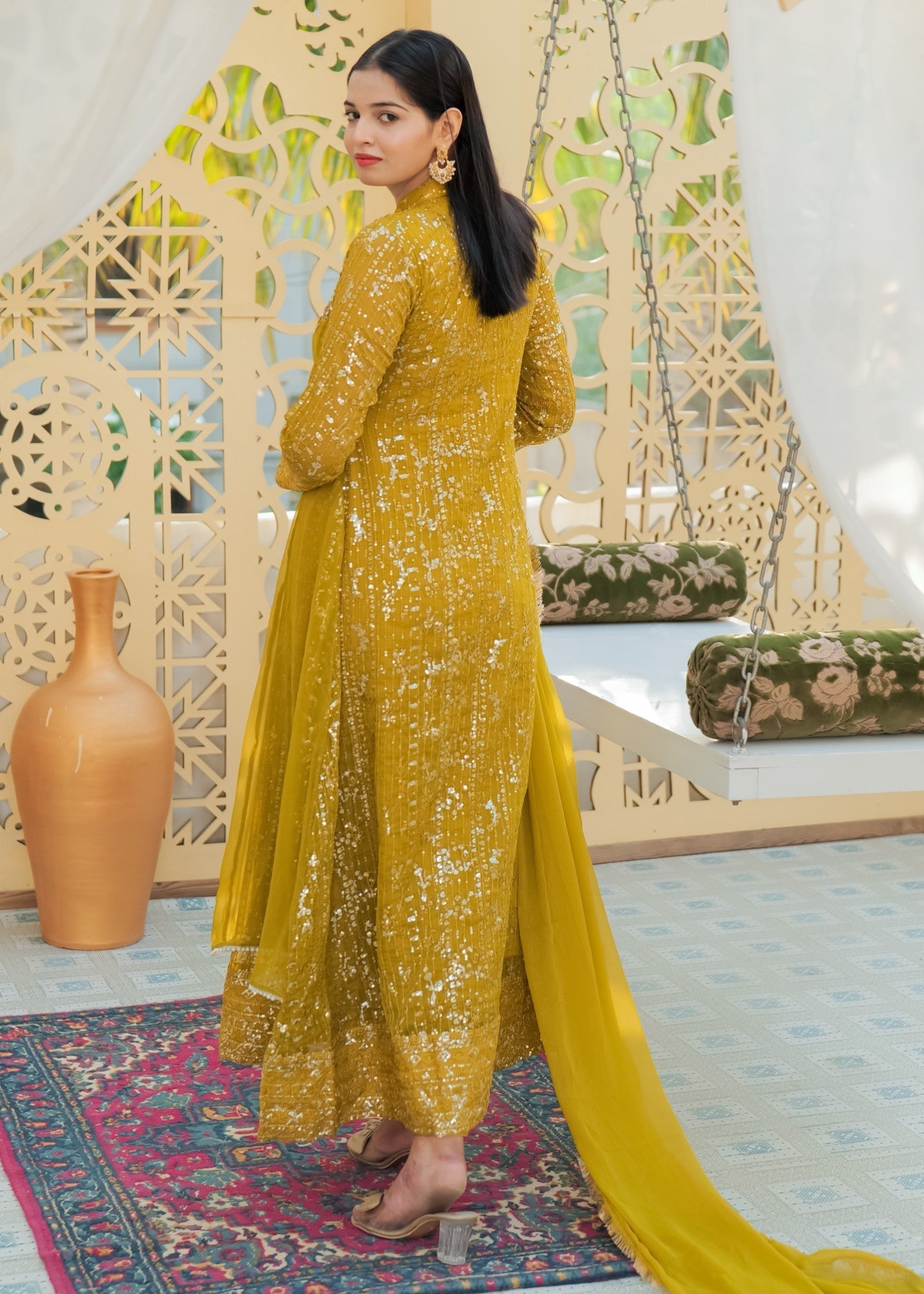 Mona Embroidery Ritzy Rosette olive Women 3pcs