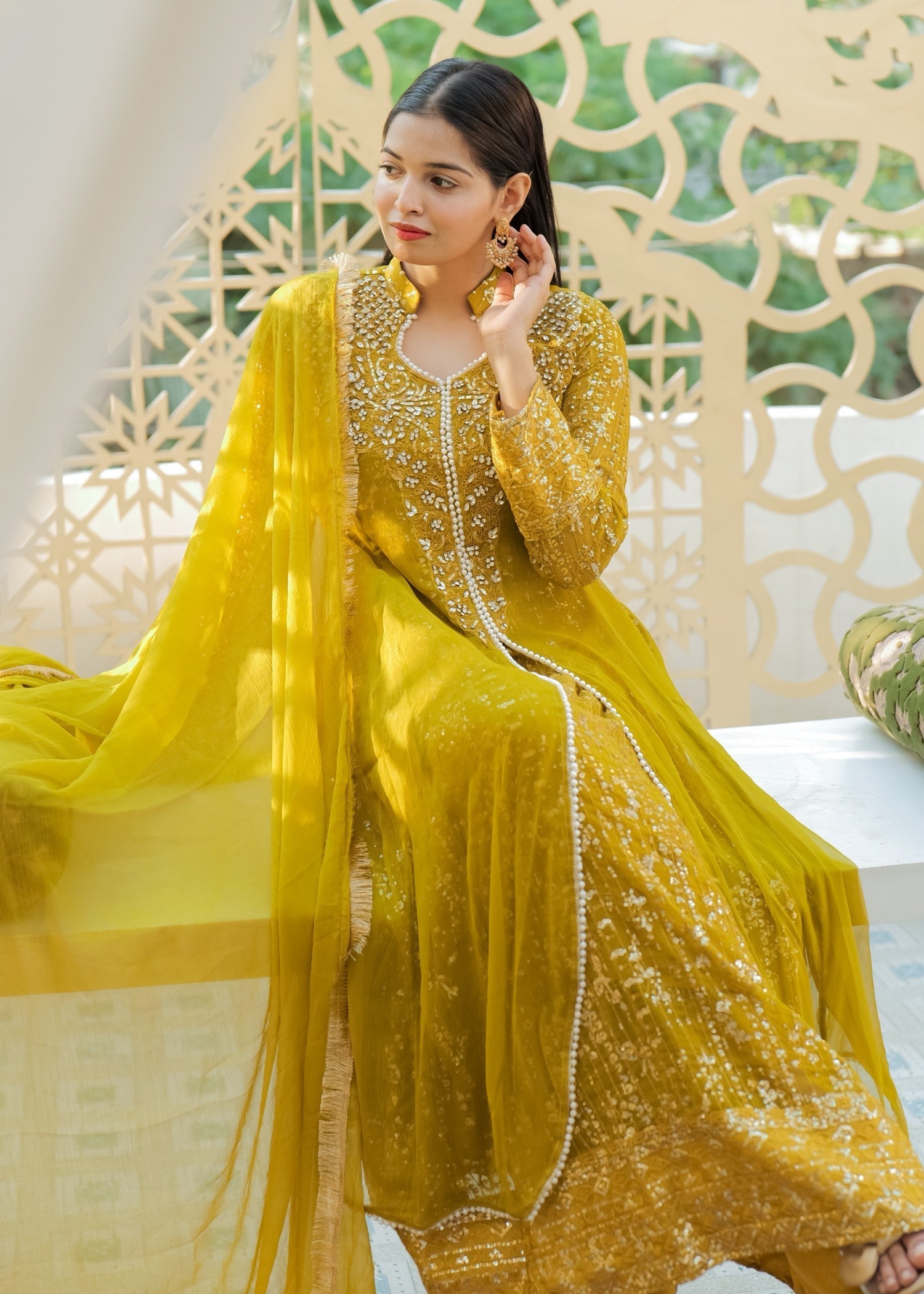 Mona Embroidery Ritzy Rosette olive Women 3pcs