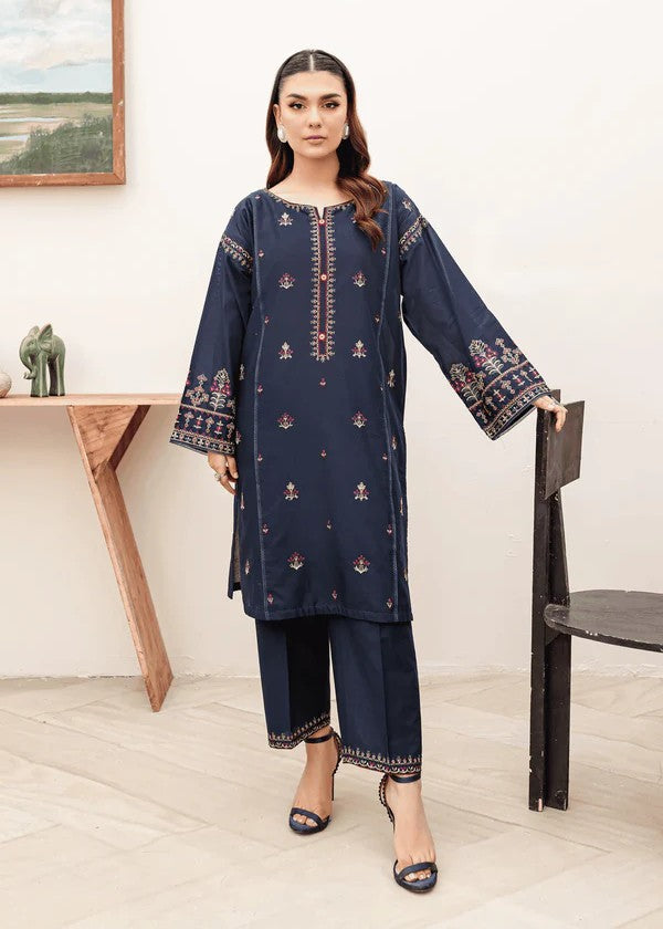 The Turkish Wear Blue Berry Embroidered Women 2pcs