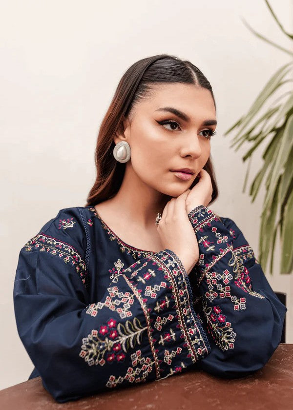 The Turkish Wear Blue Berry Embroidered Women 2pcs