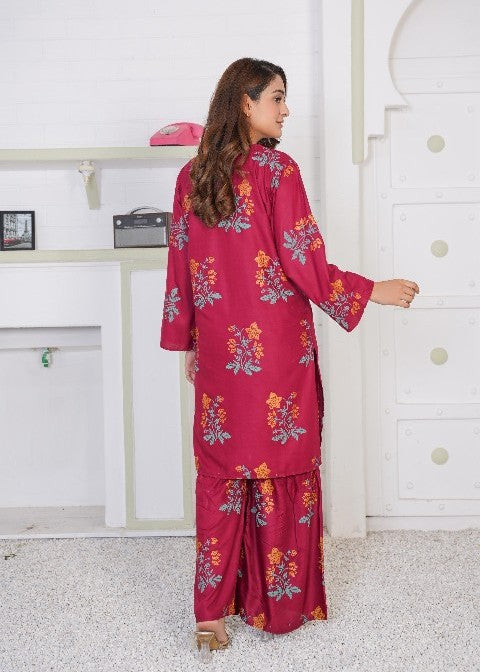 Gulposh Ghulab Gharara ( Stitched ) Mehroon Women 2pcs