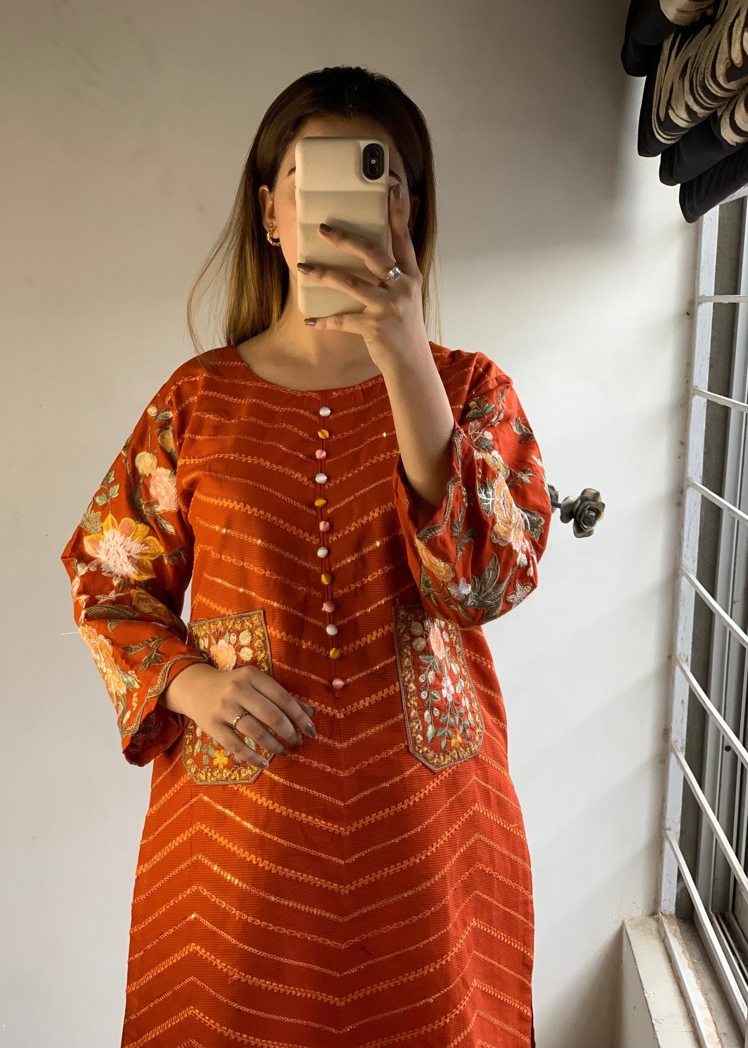 Gulposh Aura ( Stitched ) Orange Women 2pcs